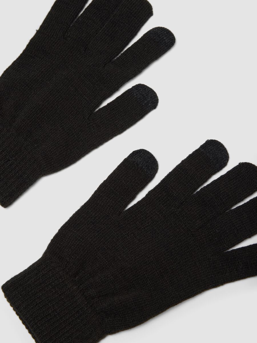 Black Stretch Knit Gloves_1