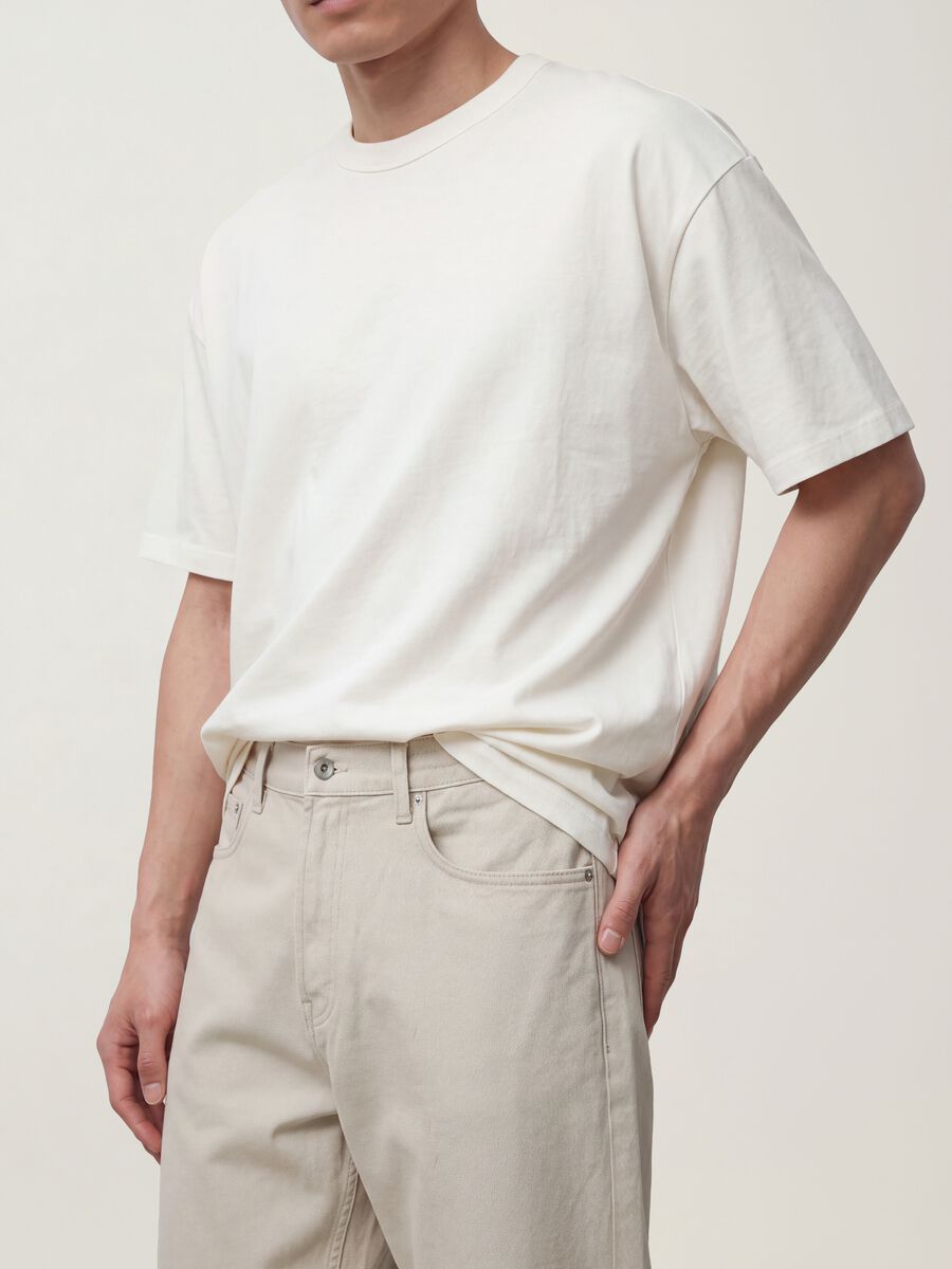 Grey straight-leg stretch cotton twill trousers_2