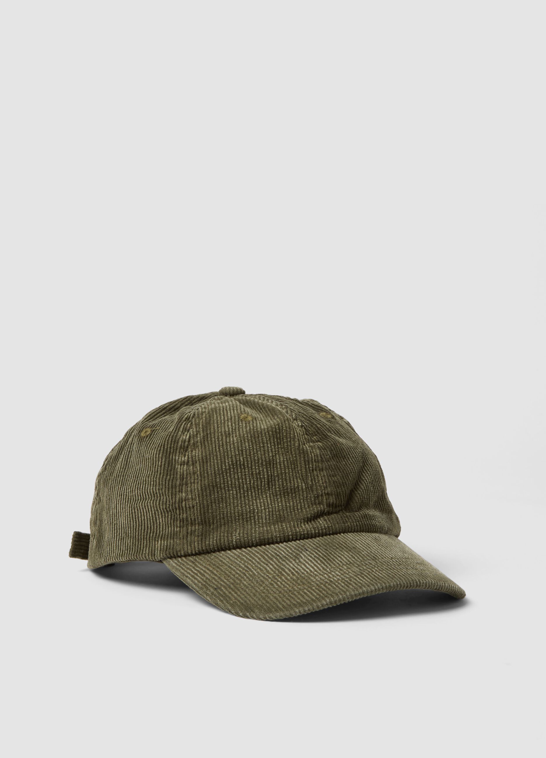 Cappello baseball verde in puro cotone a coste