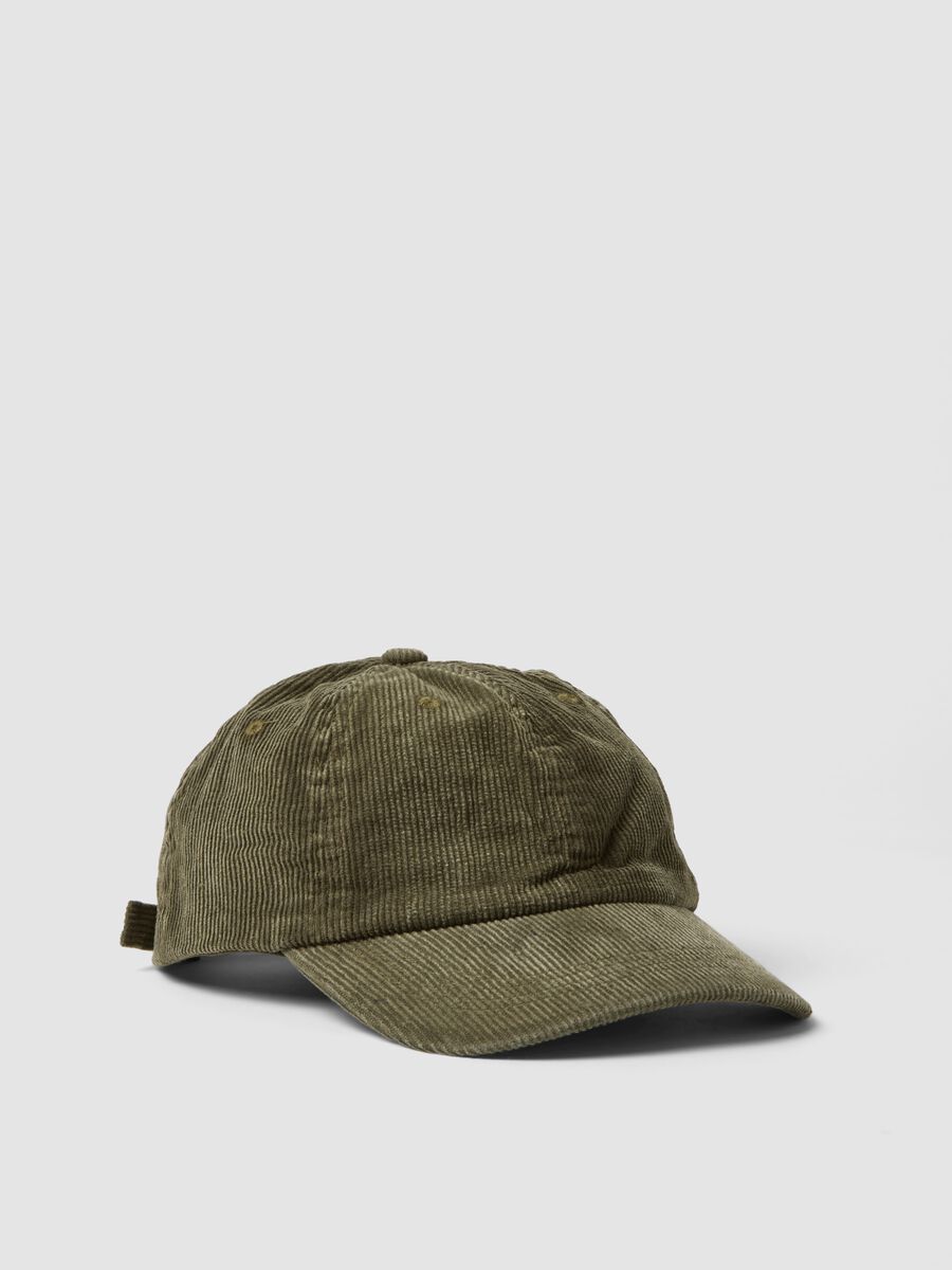 Green ribbed pure cotton baseball cap_0