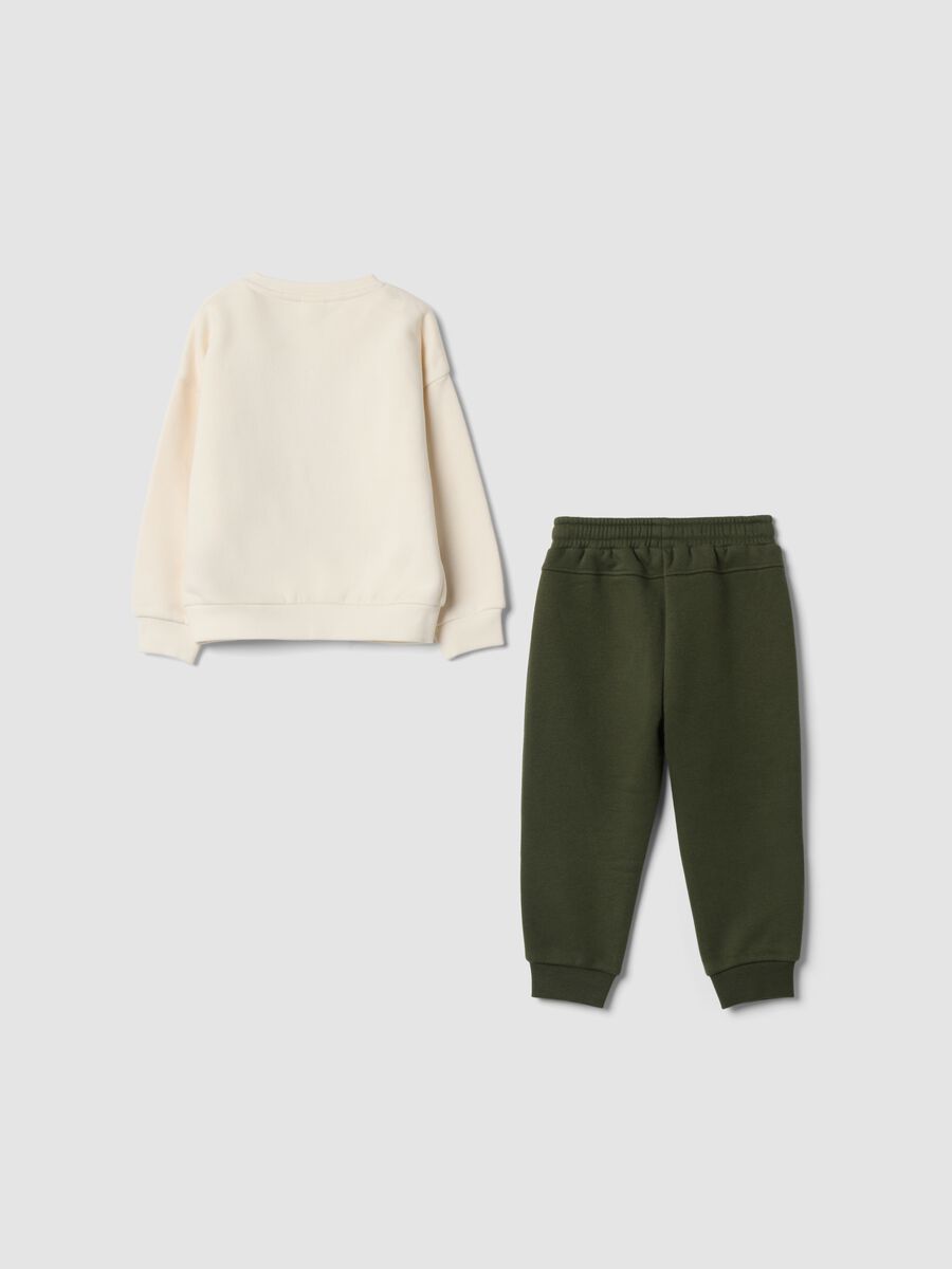 Beige organic cotton-blend jogging set with Mickey print, oversized fit_1