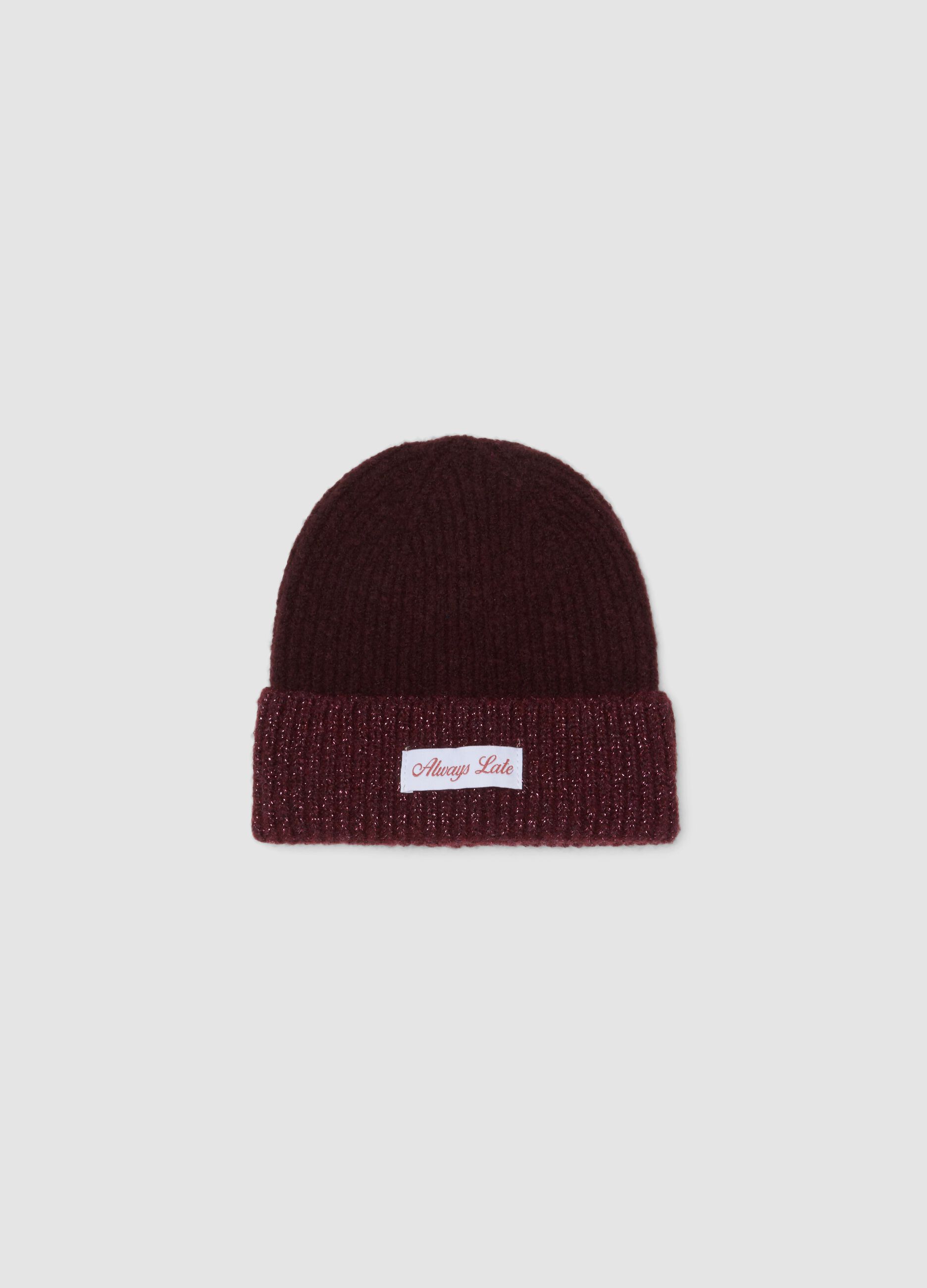 Cappellino rosso in lana elasticizzata a coste