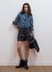 Blue denim shirt in pure cotton with neck tie, regular fit_1