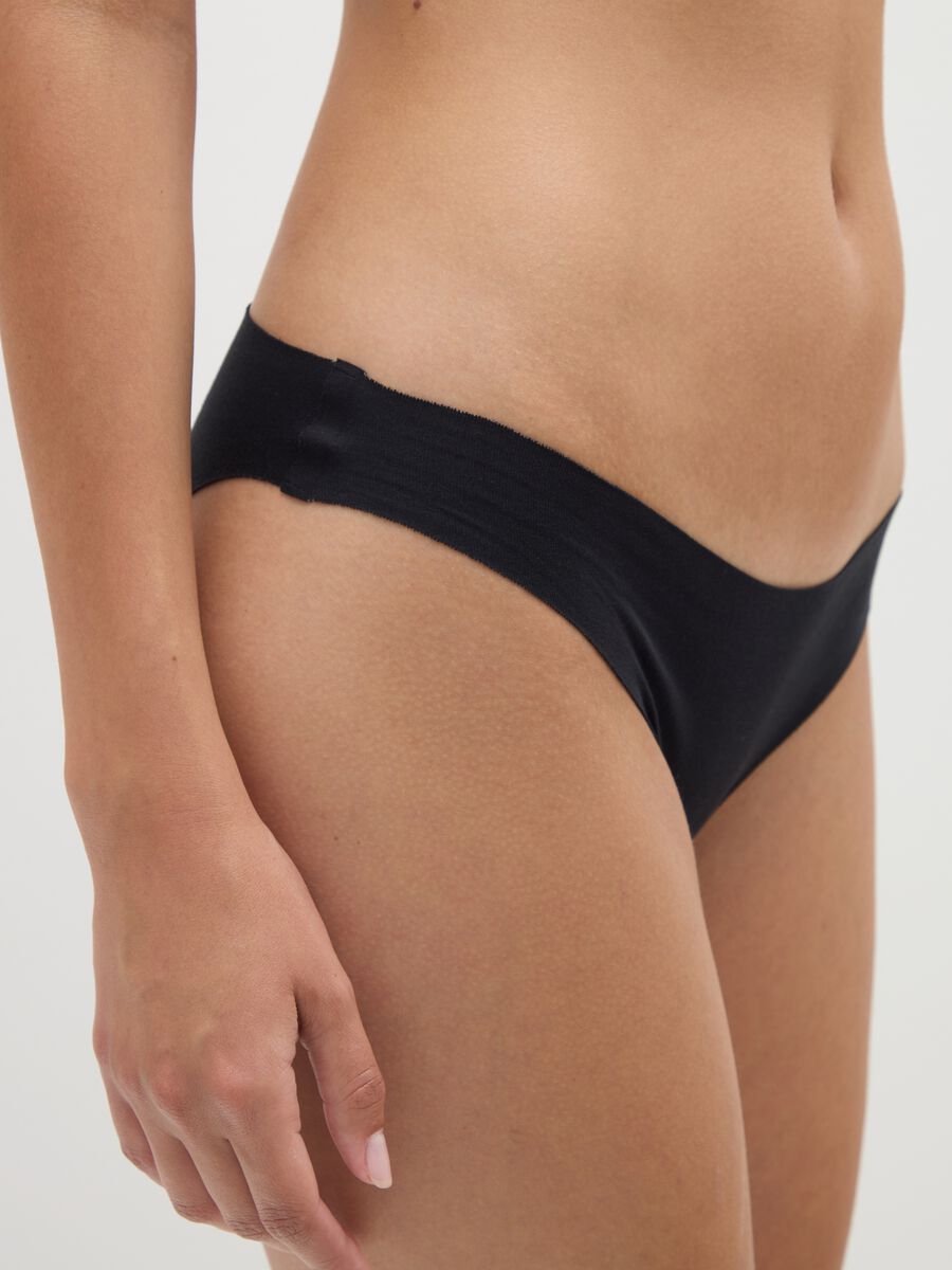 Black stretch cotton briefs, regular fit_3
