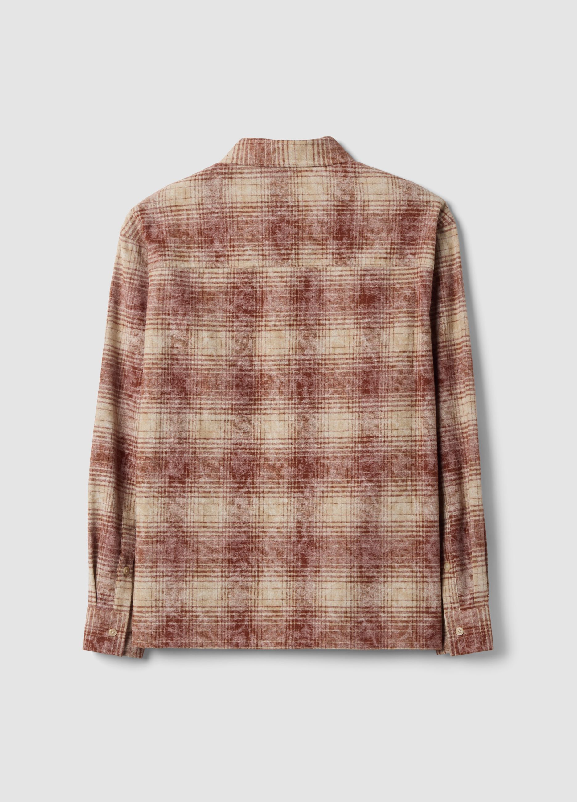Camicia marrone a quadri in puro cotone