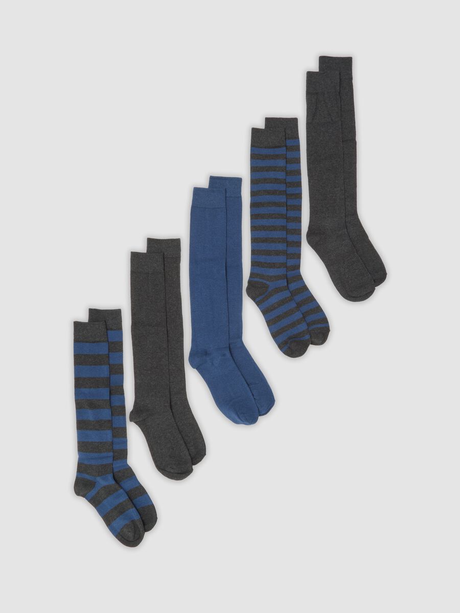 Pack of five multicoloured long socks in stretchy organic cotton_0