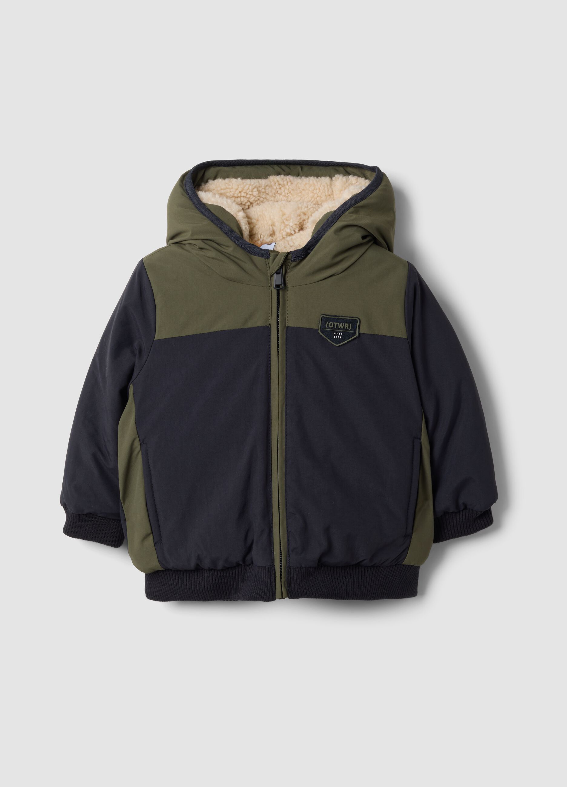 Navy zip-up hooded jacket