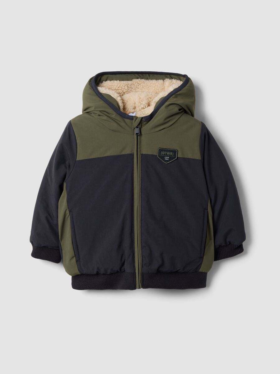 Navy zip-up hooded jacket_0