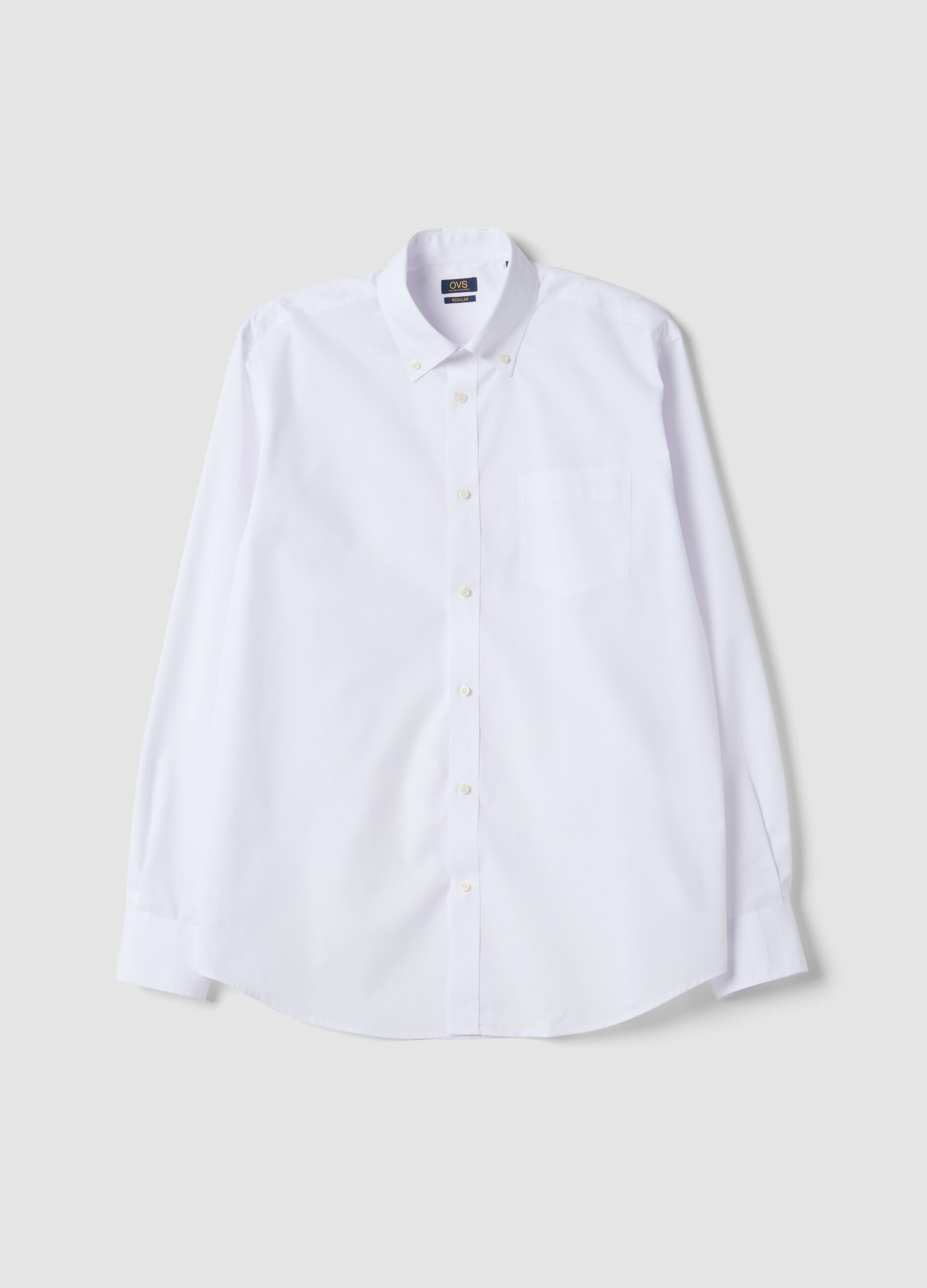 White regular-fit shirt with button-down collar, Easy Iron