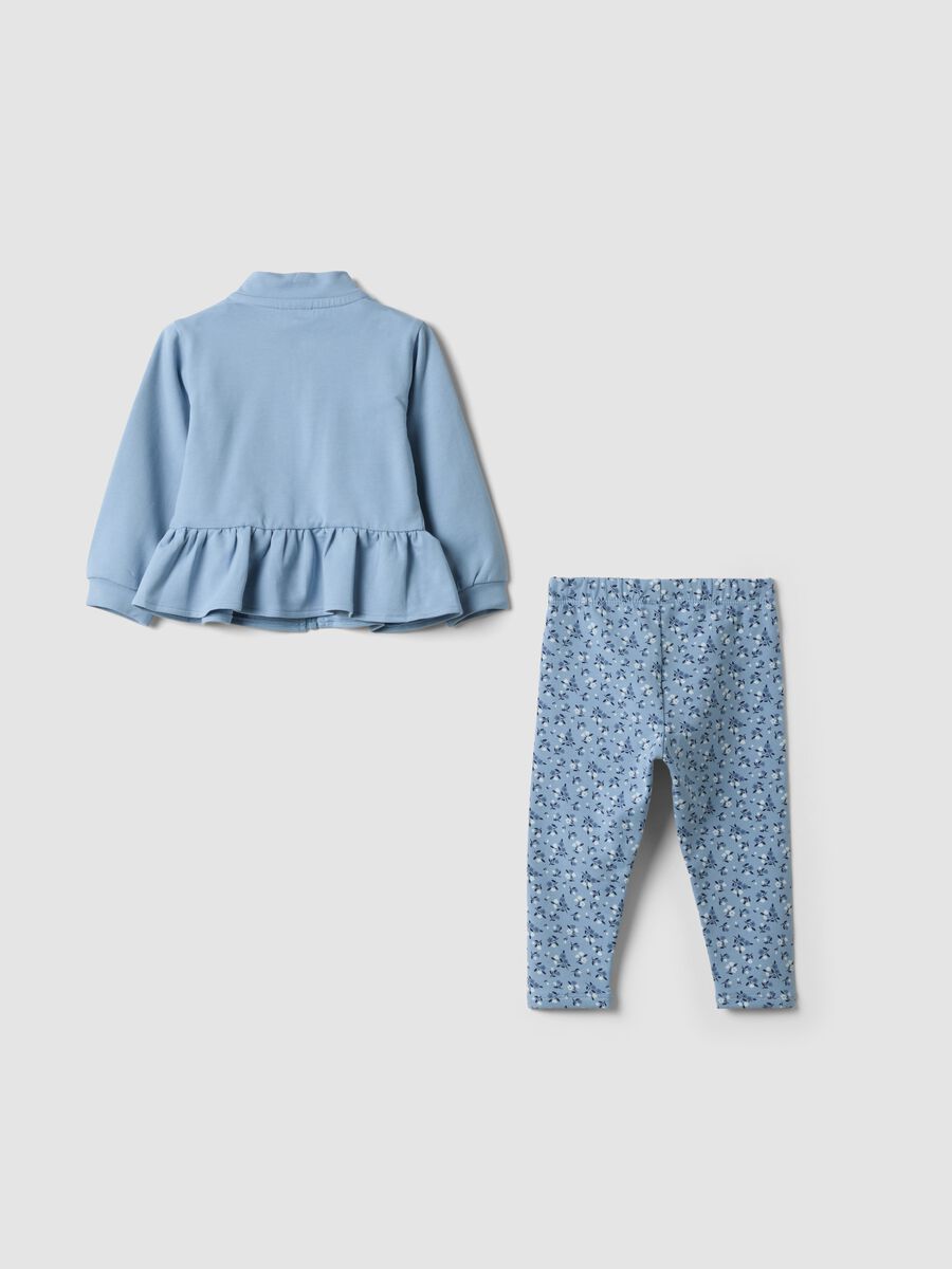 Blue stretch cotton set with crew neck_1