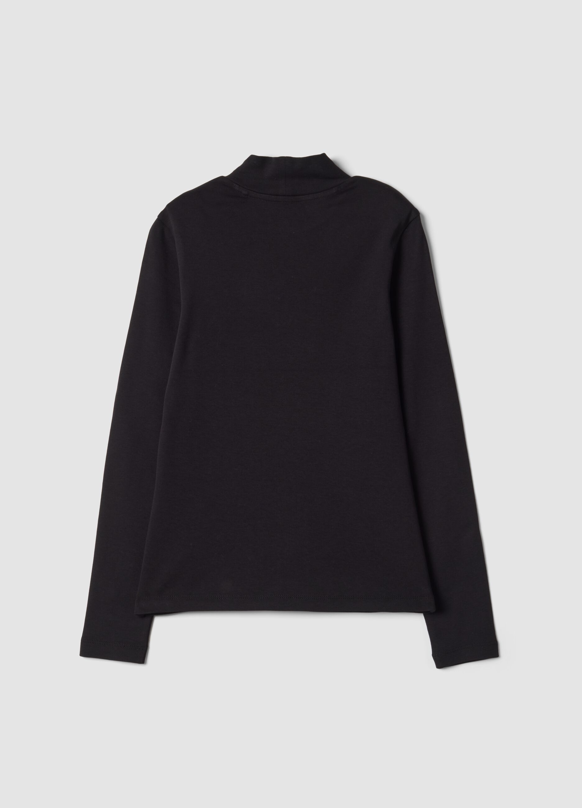Black pure organic cotton top with high neck