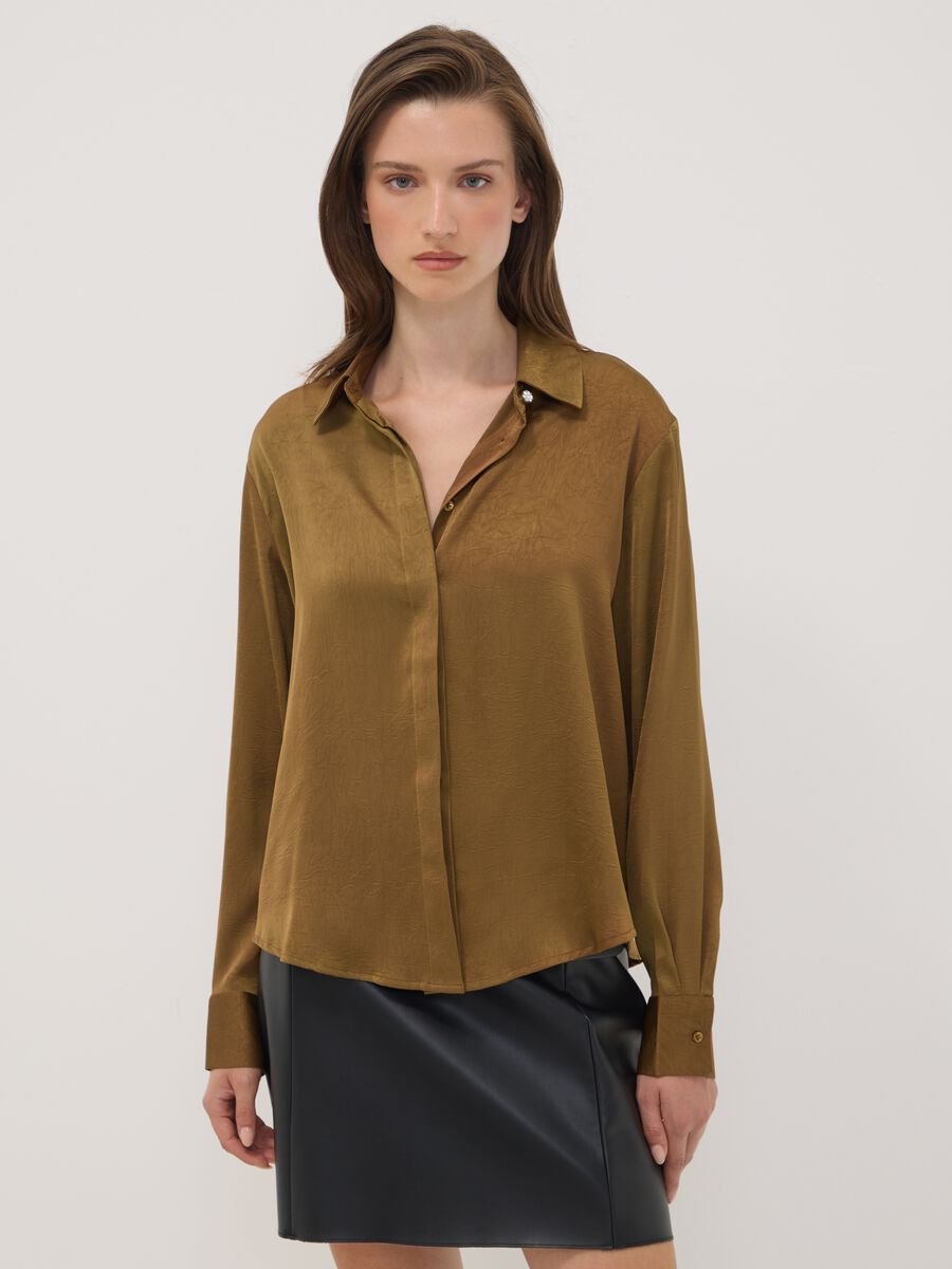 Green regular-fit shirt with classic collar_1