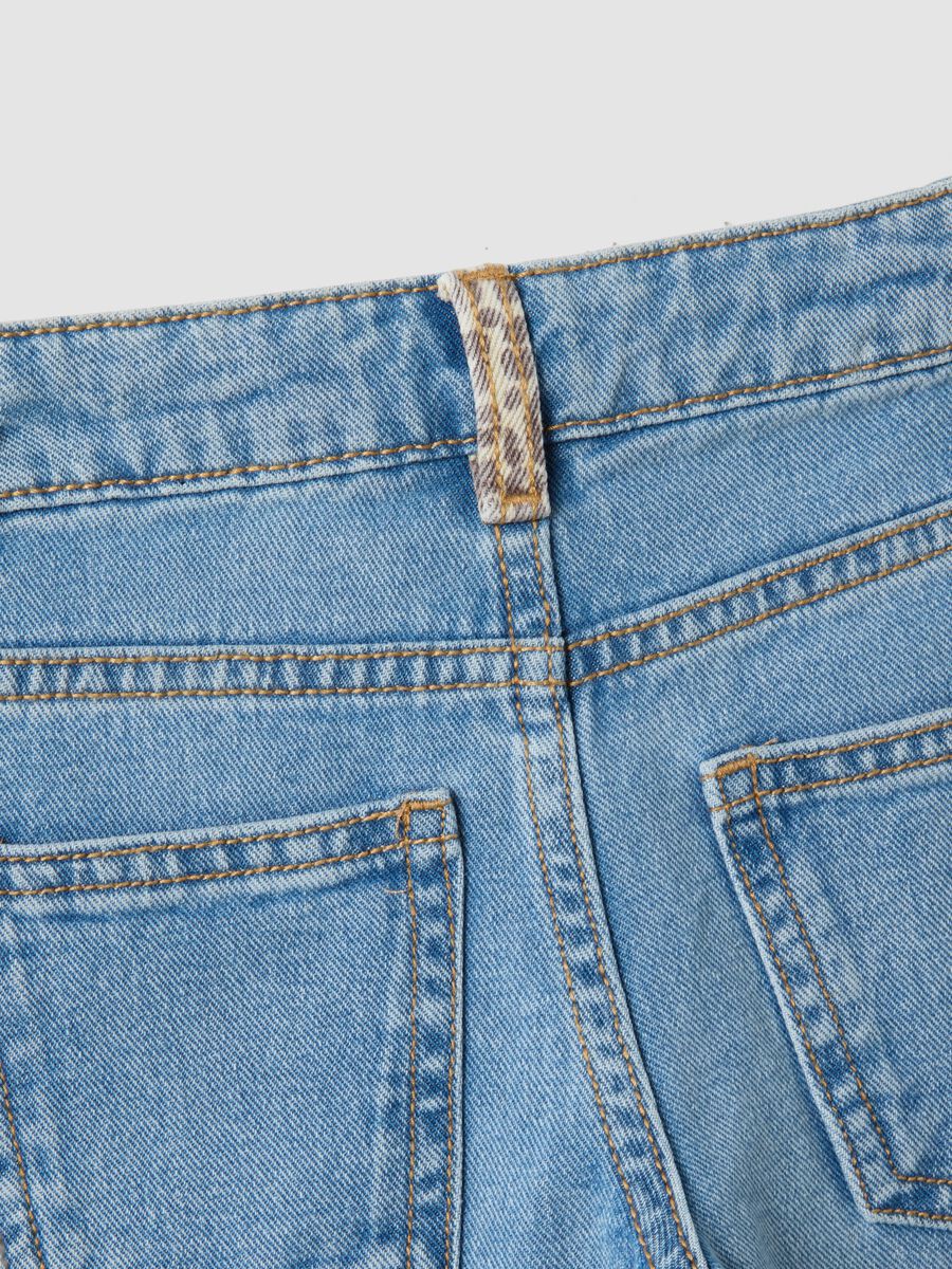 Light blue wide-leg pure cotton jeans_2