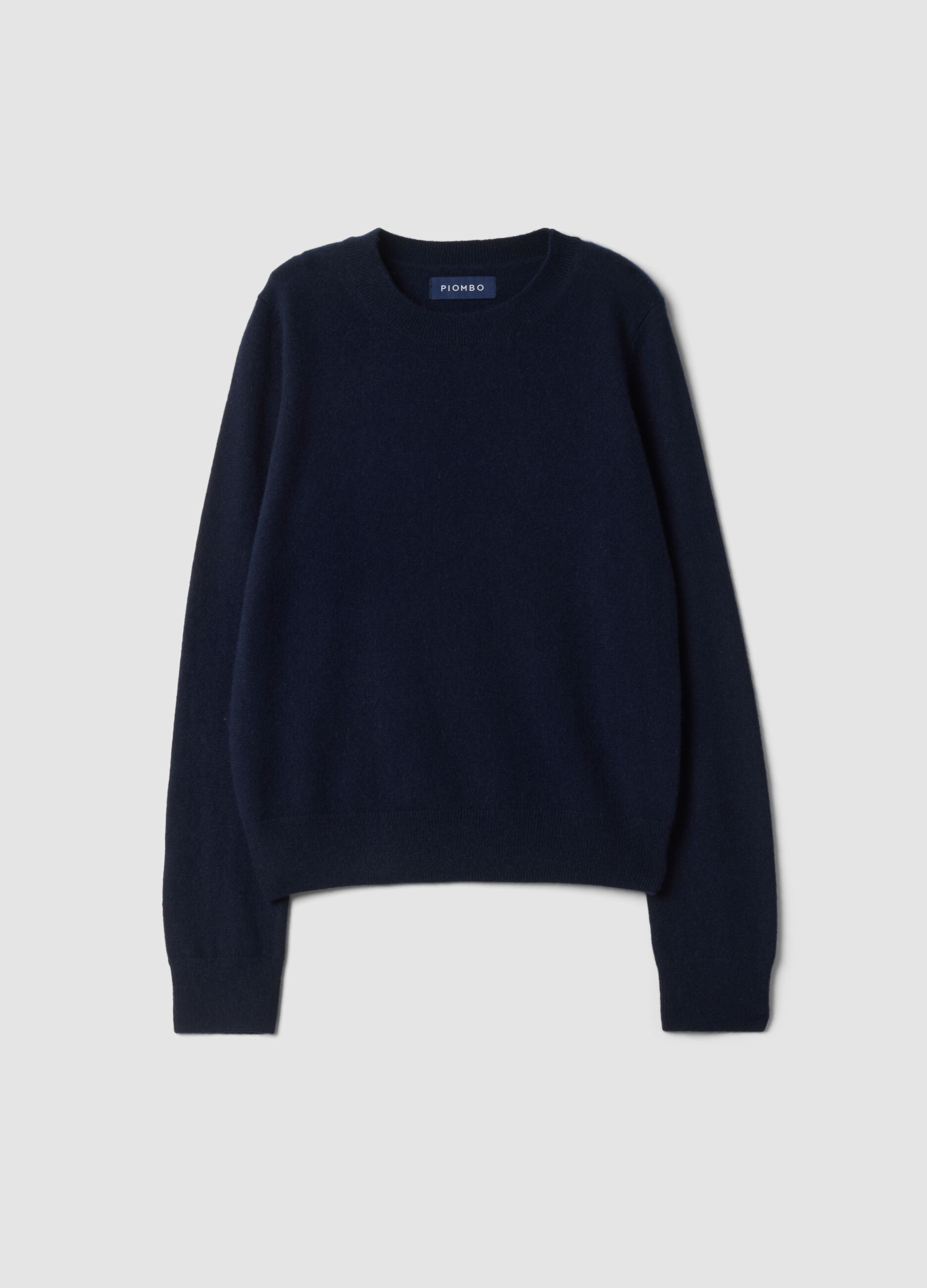 Blue pure cashmere crew-neck jumper