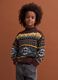 Maglione multicolor jacquard in misto lana con colletto rialzato regular fit_0