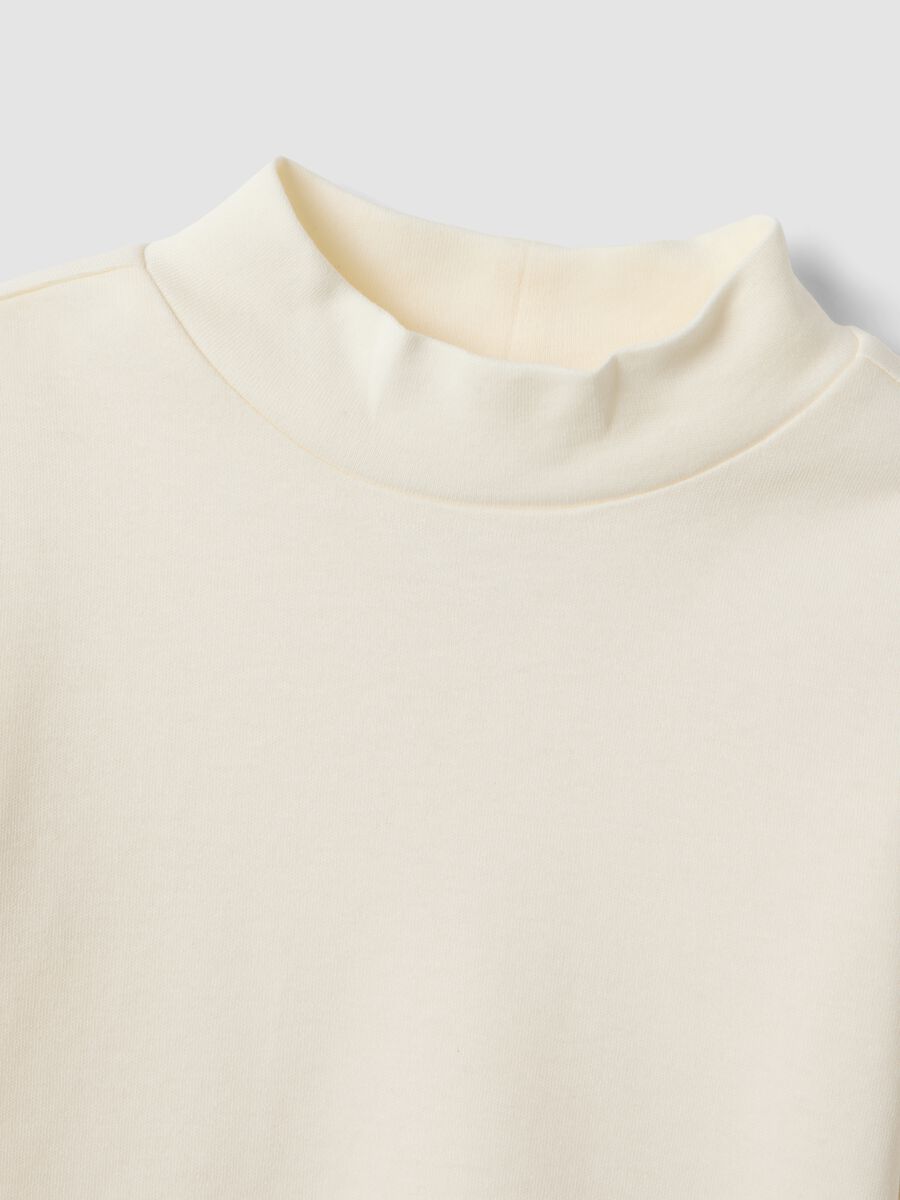 White pure organic cotton T-shirt with raised neck_2