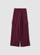 Purple pure-cotton wide-leg trousers with cargo pockets_0