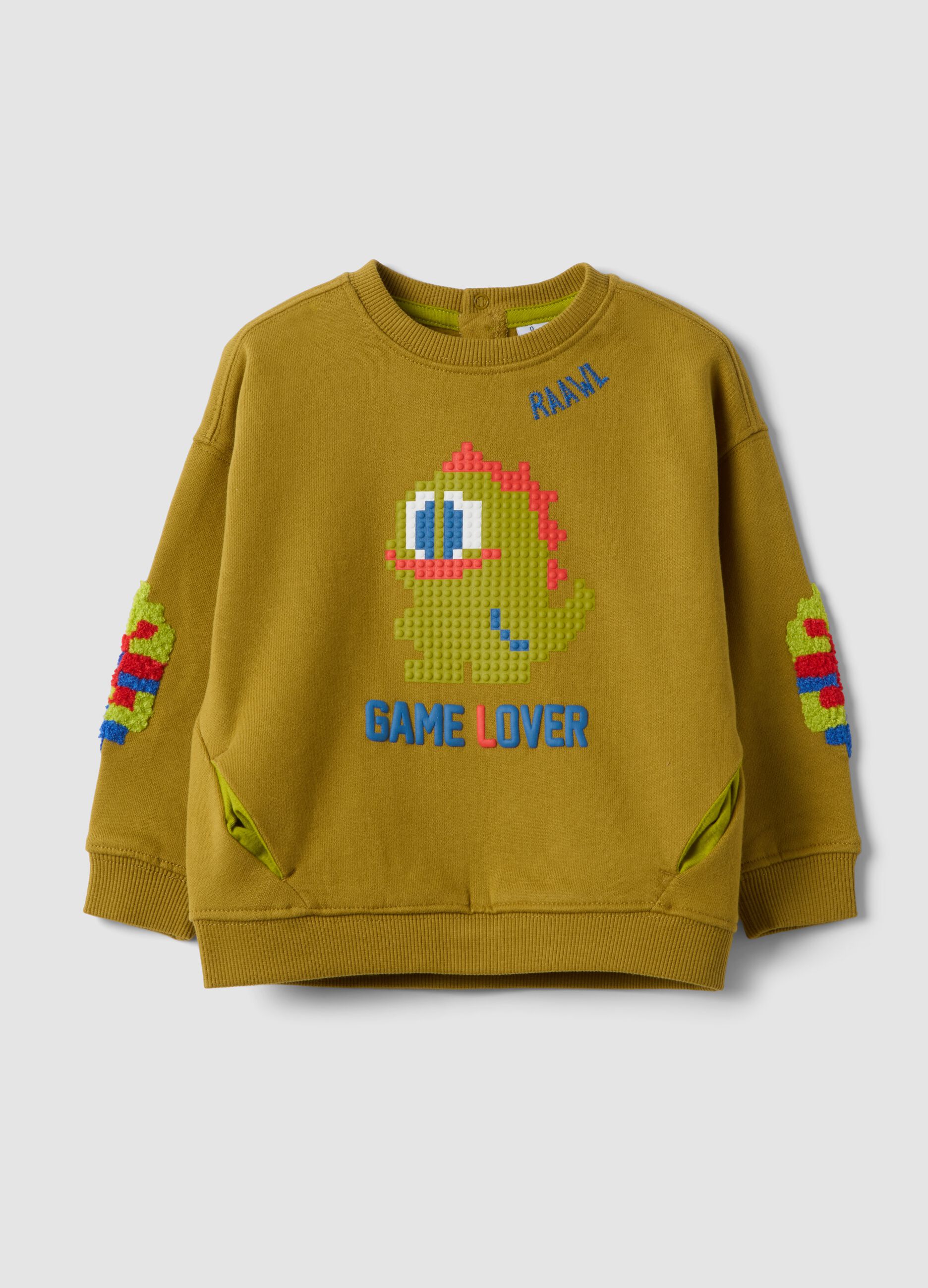 Ecru crew-neck sweatshirt in pure organic cotton