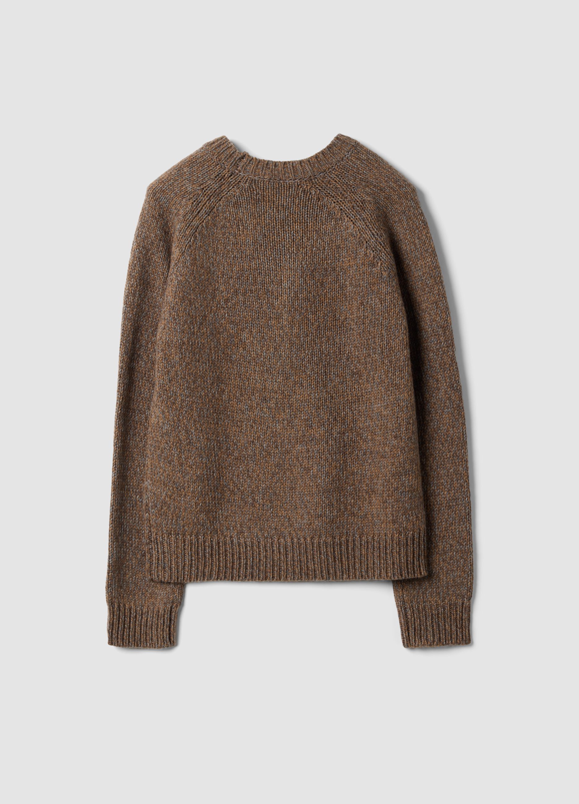 Brown wool-blend crew-neck jumper