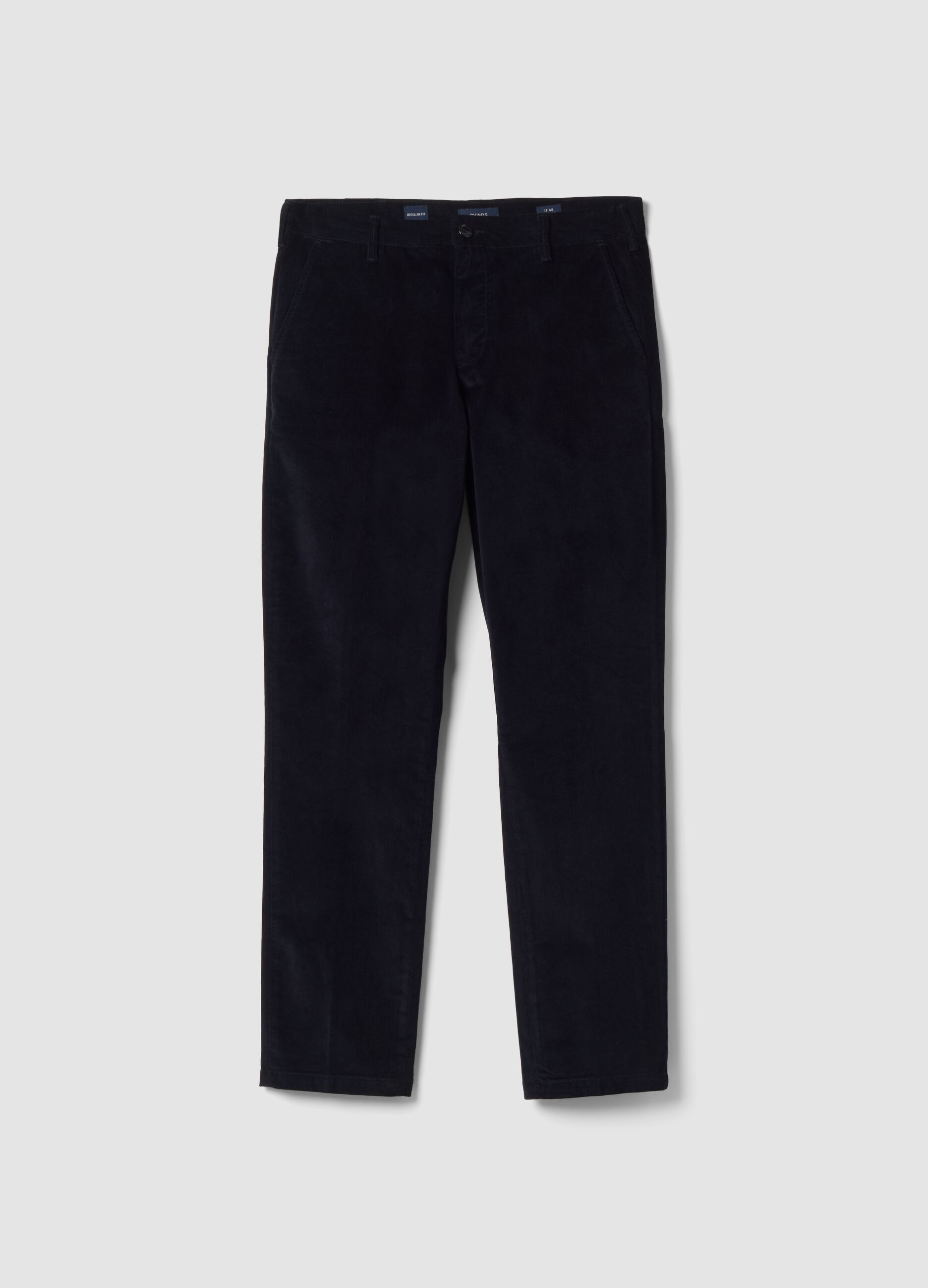 Pantaloni chino blu in cotone elasticizzato
