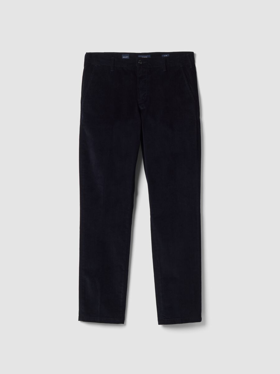 Blue stretch cotton chino trousers_0