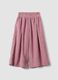 Pantaloni rosa wide leg a coste con vita elasticizzata_0