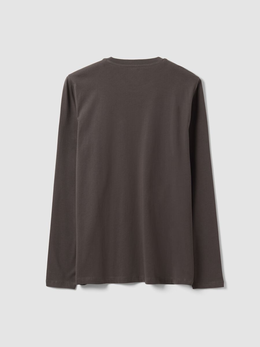 Grey long-sleeve crew-neck T-shirt in 100% organic cotton_2