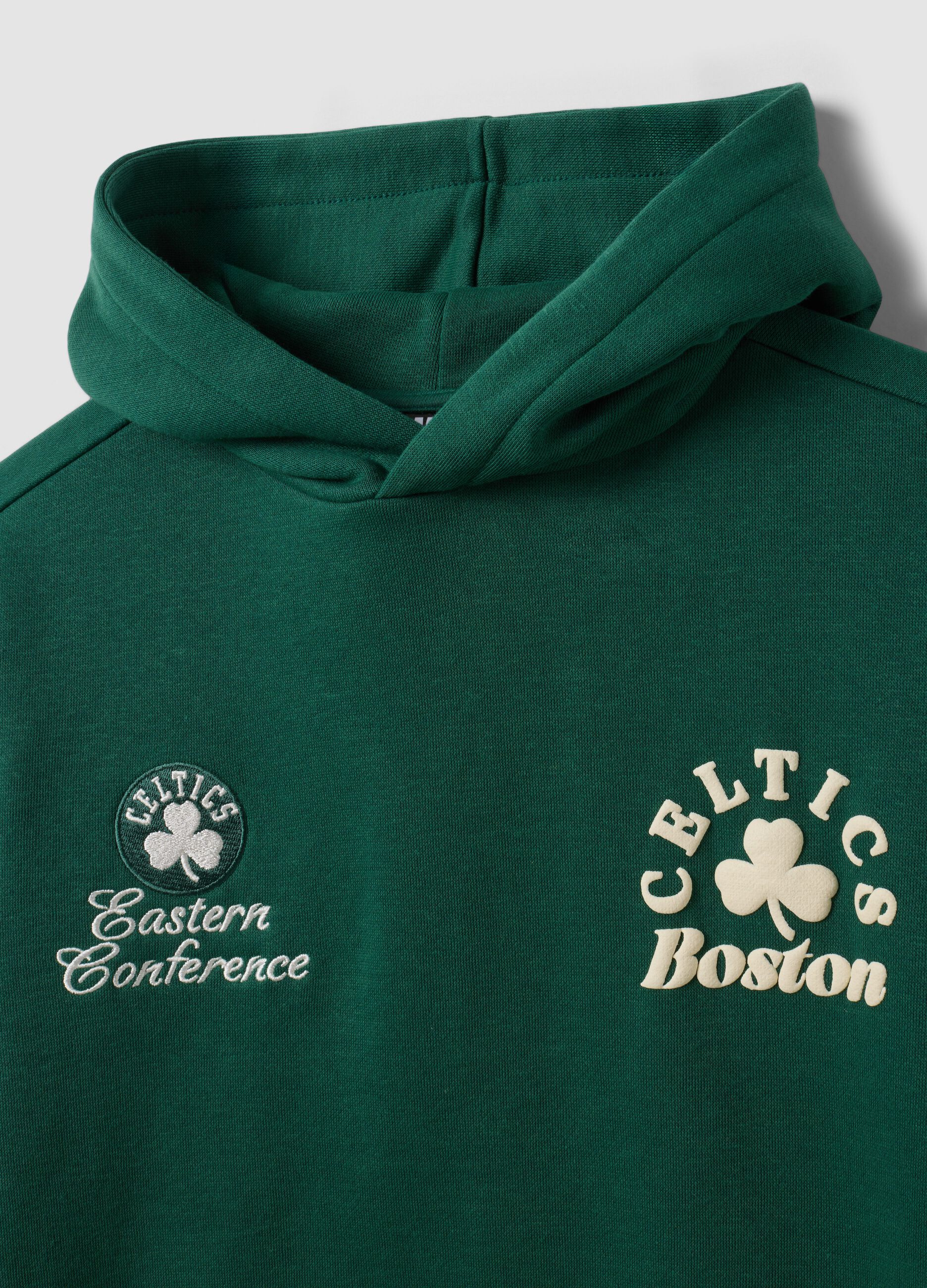 Green cotton-blend hoodie with Celtics print for boys