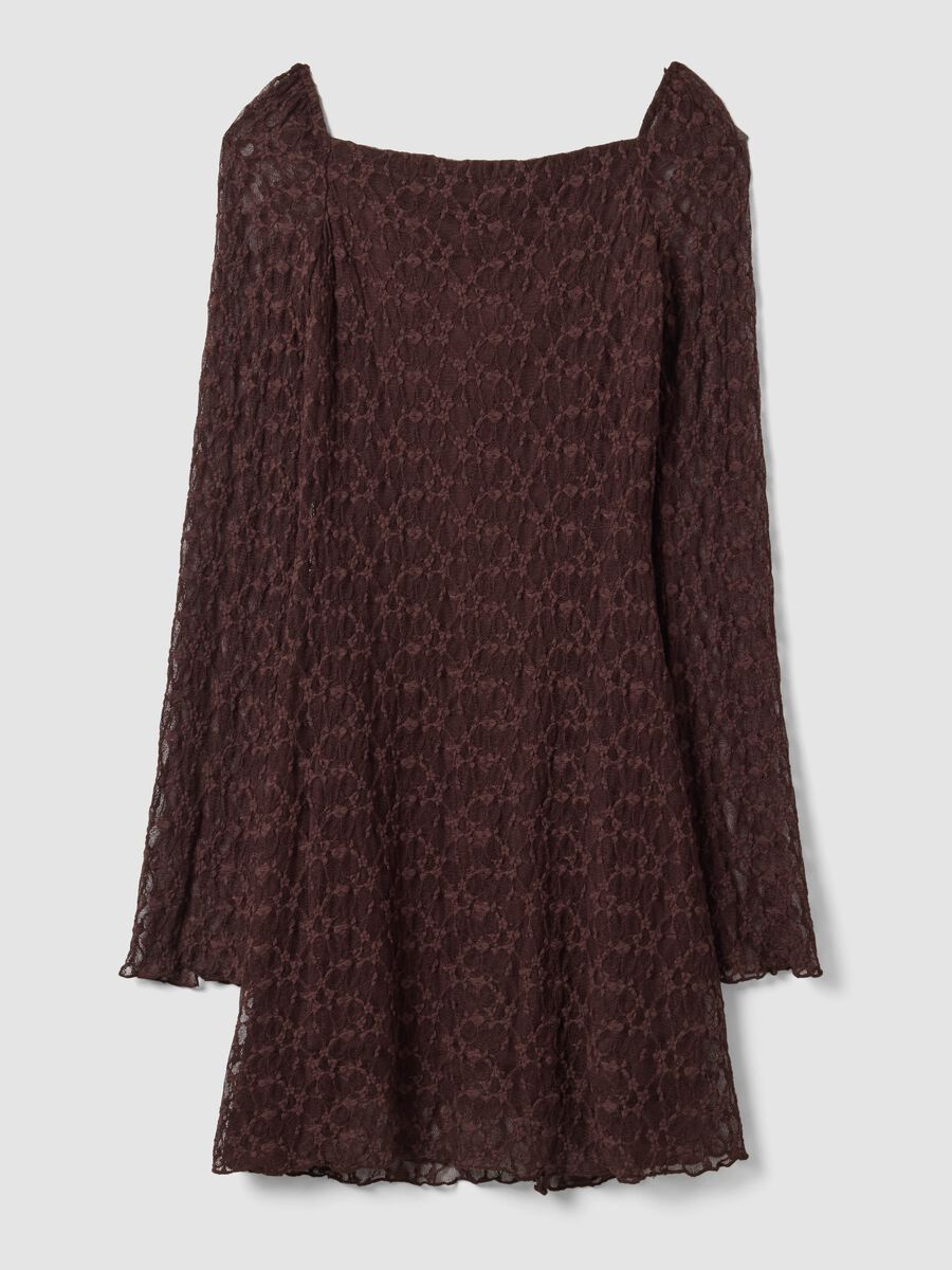 Brown stretch-fabric dress with deep V-neck, regular fit_2