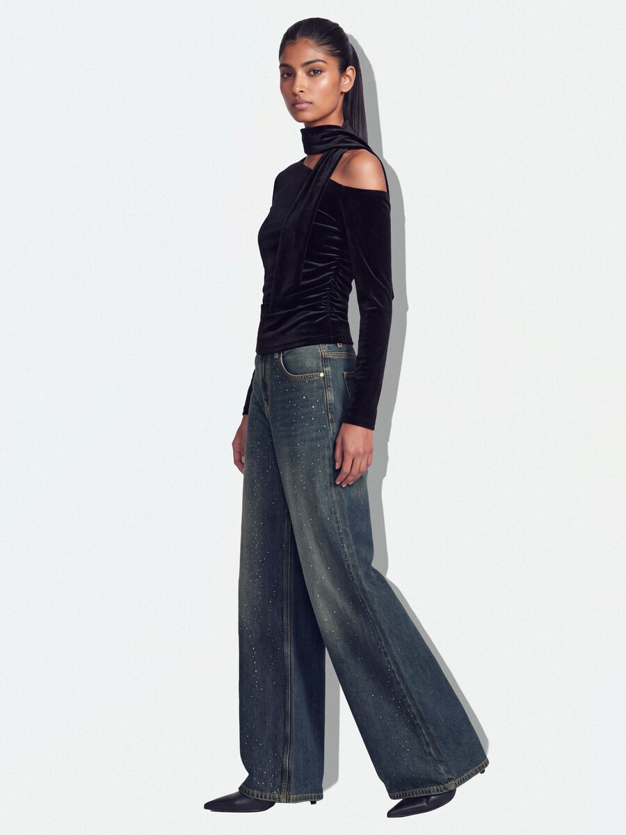 Jeans denim blu super wide leg in puro cotone_1