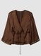 Brown pure-viscose kimono blazer with belt_0
