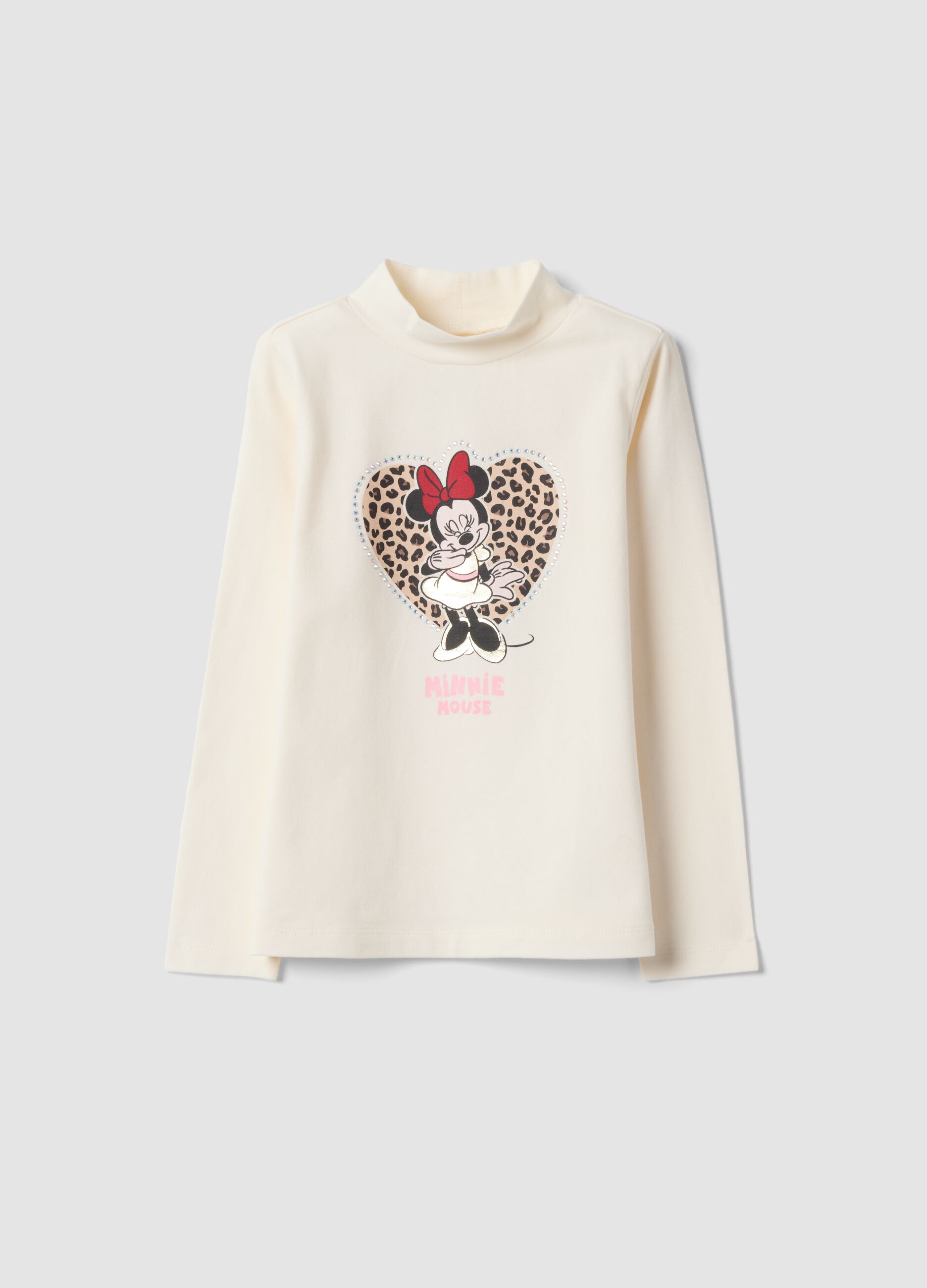 White stretch cotton Minnie print T-shirt