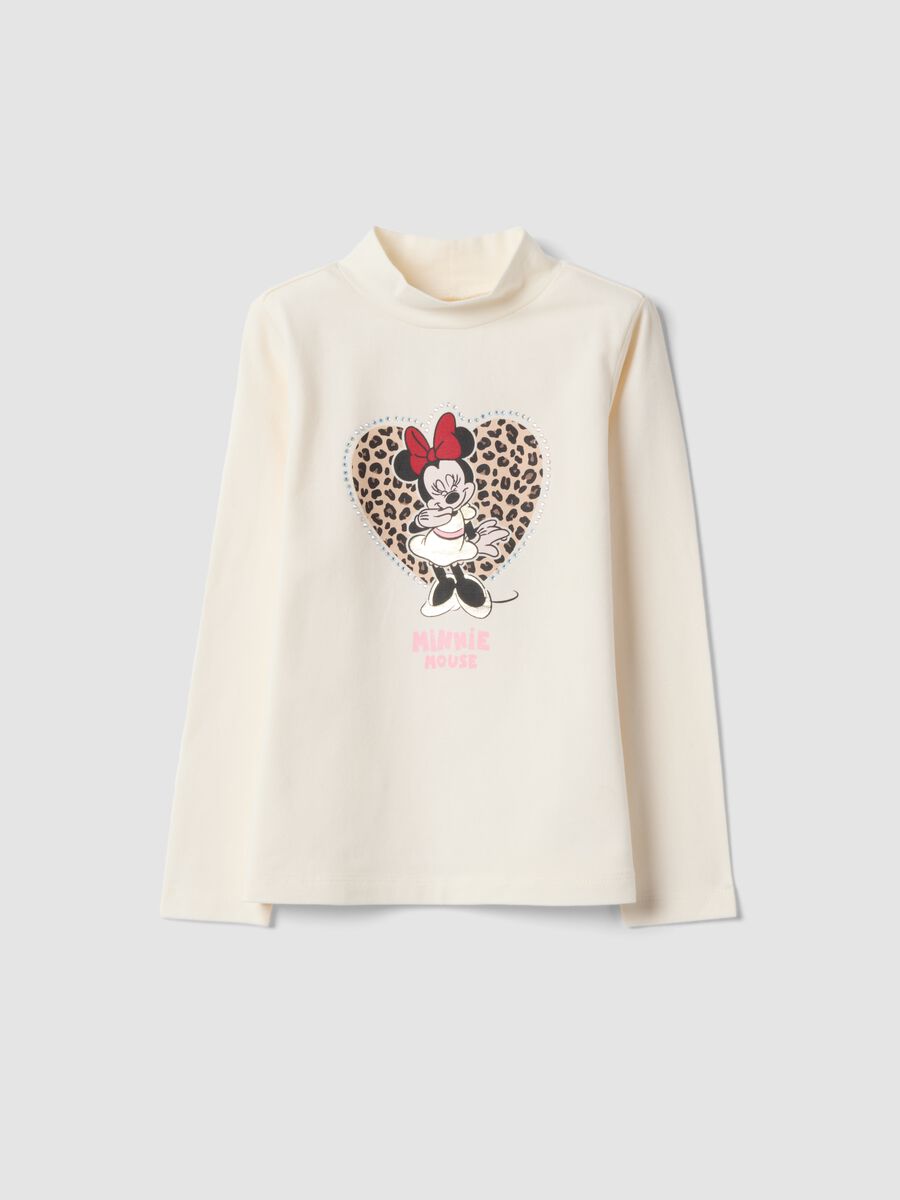 White stretch cotton Minnie print T-shirt_0