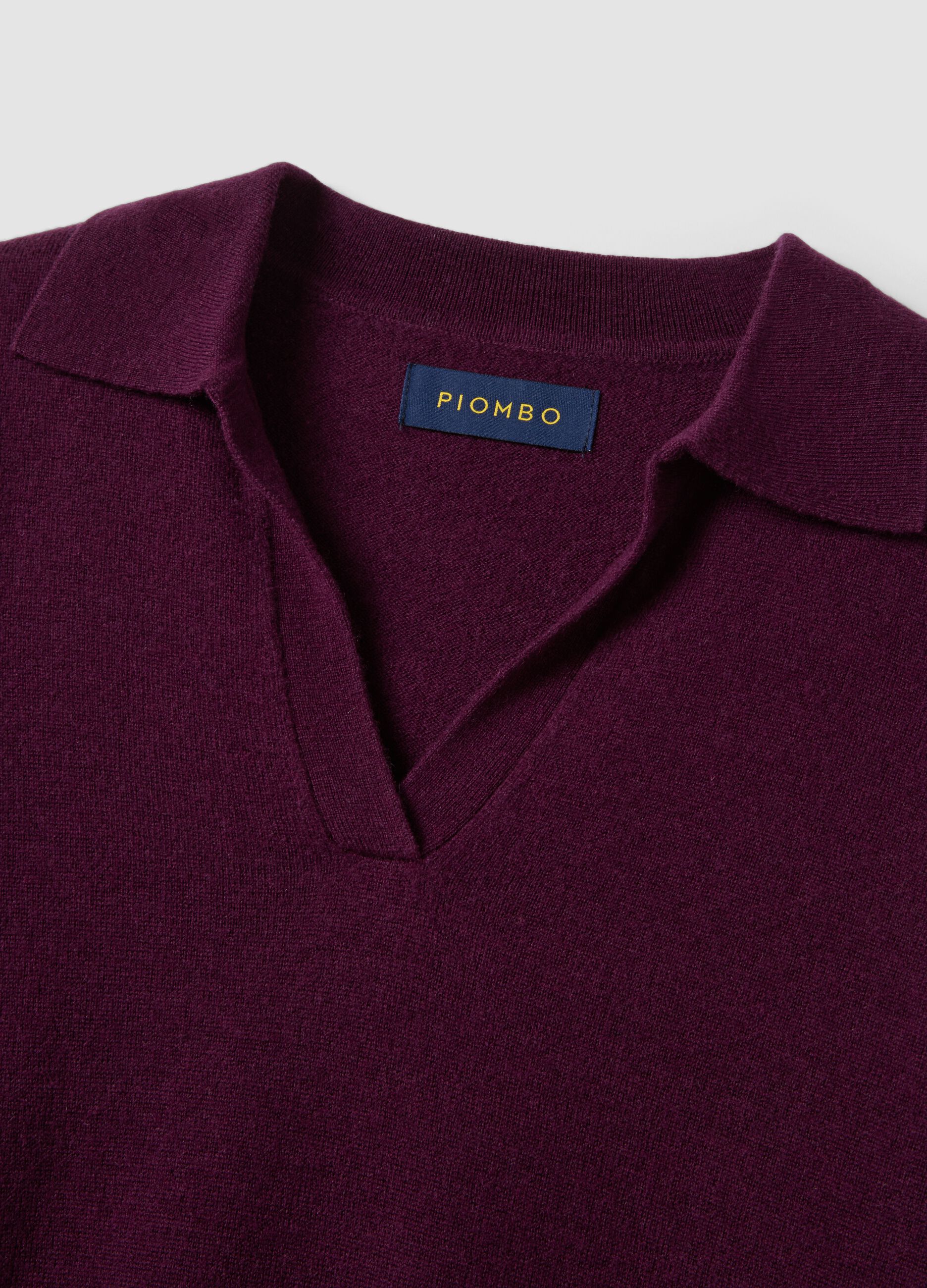 Purple pure wool polo-collar jumper