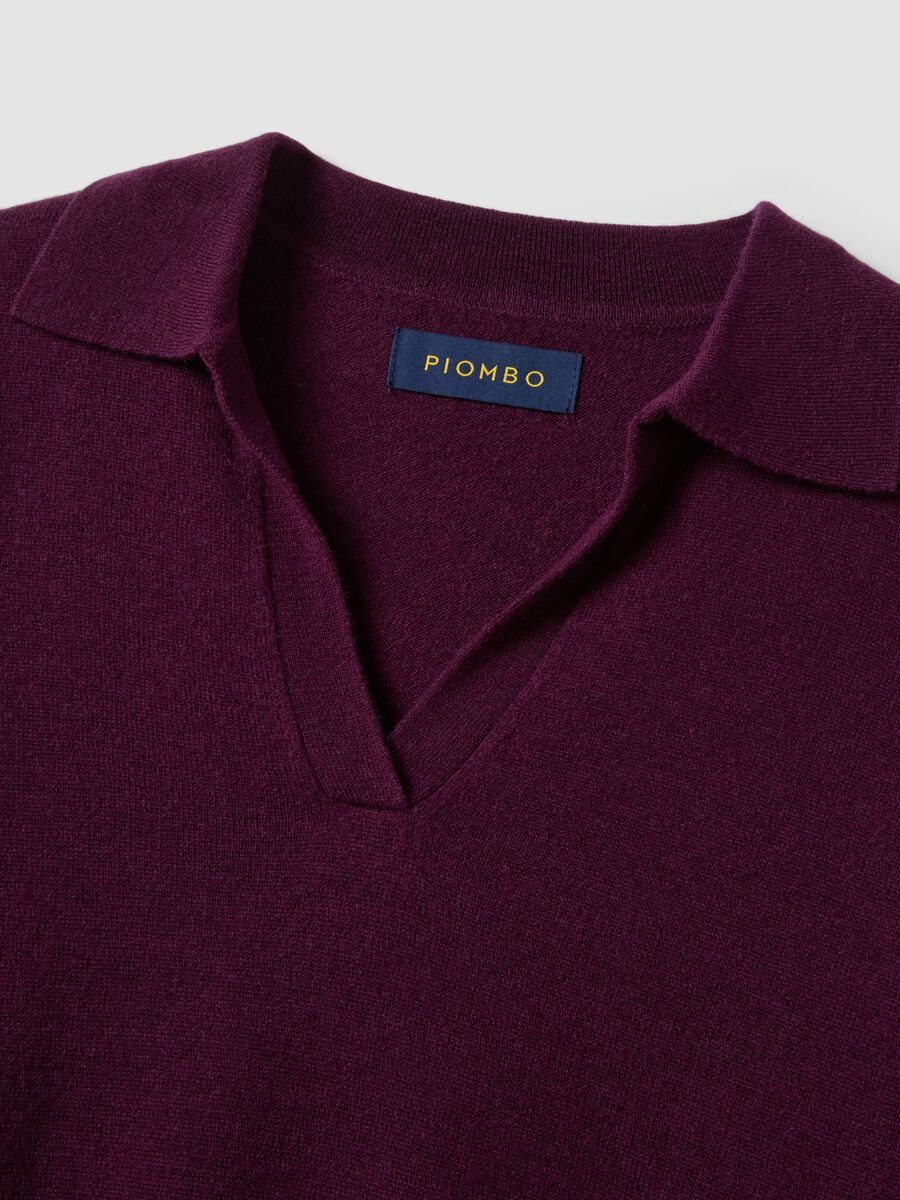 Purple pure wool polo-collar jumper_1