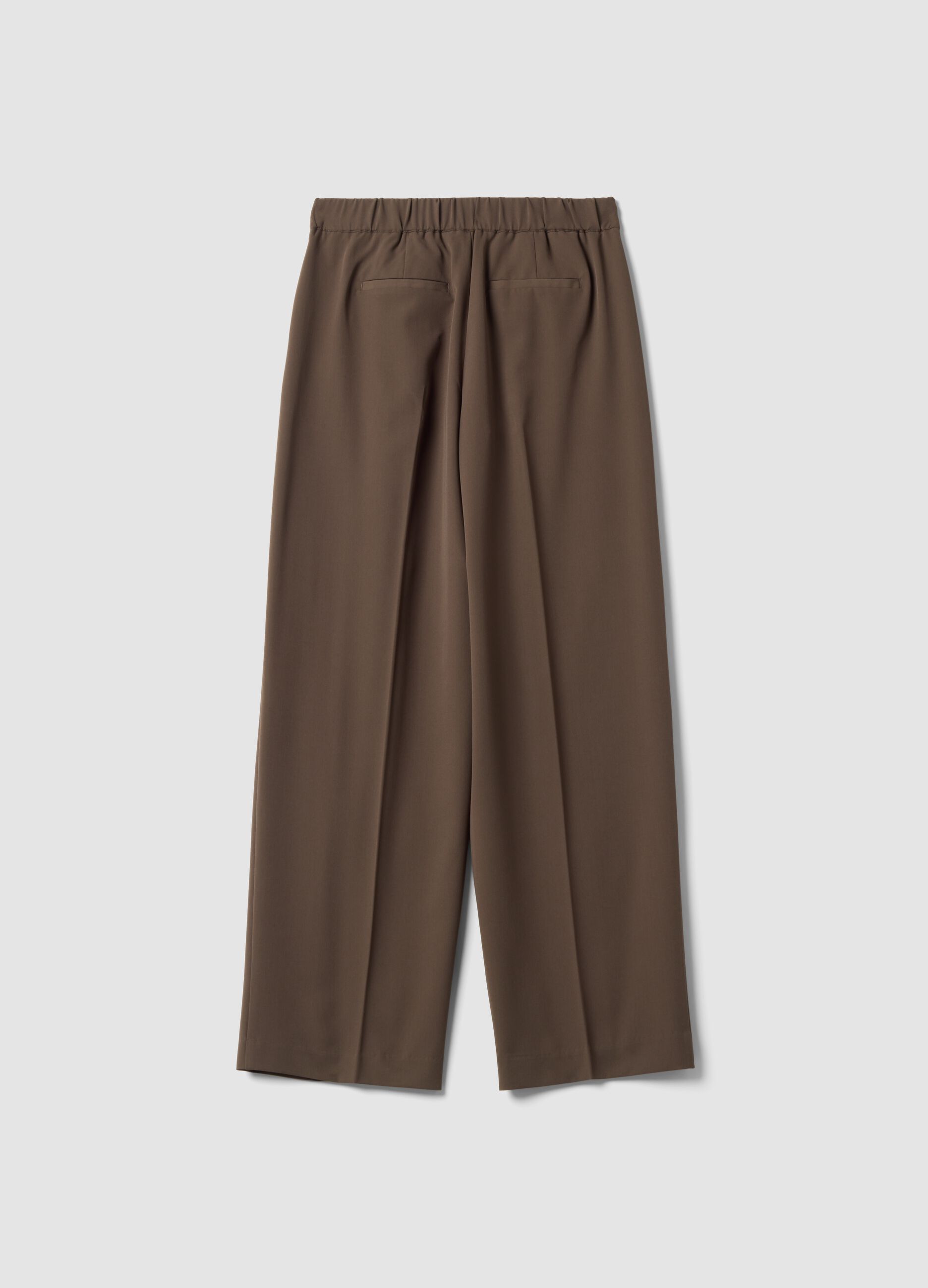 Brown formal stretch-viscose regular-fit trousers
