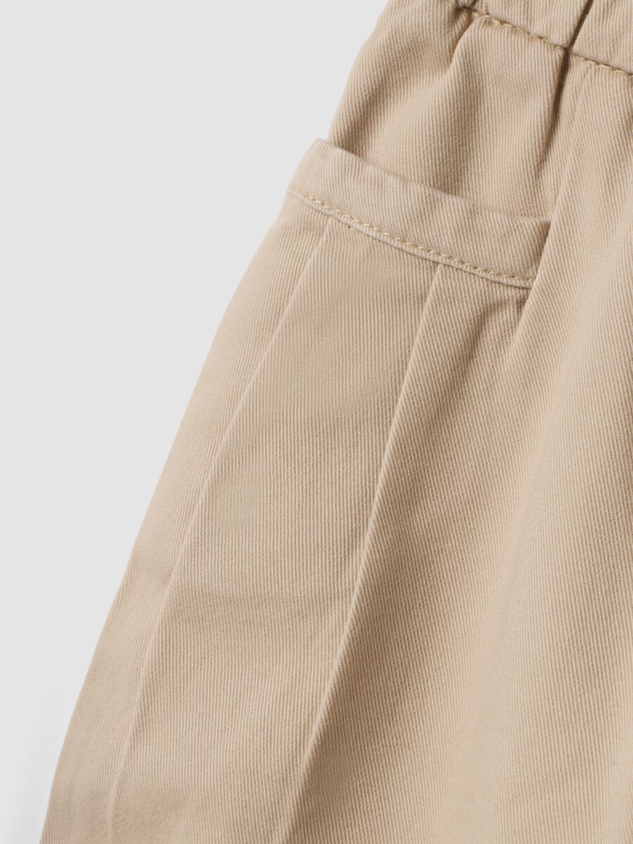 Beige pure cotton barrel-fit trousers_3