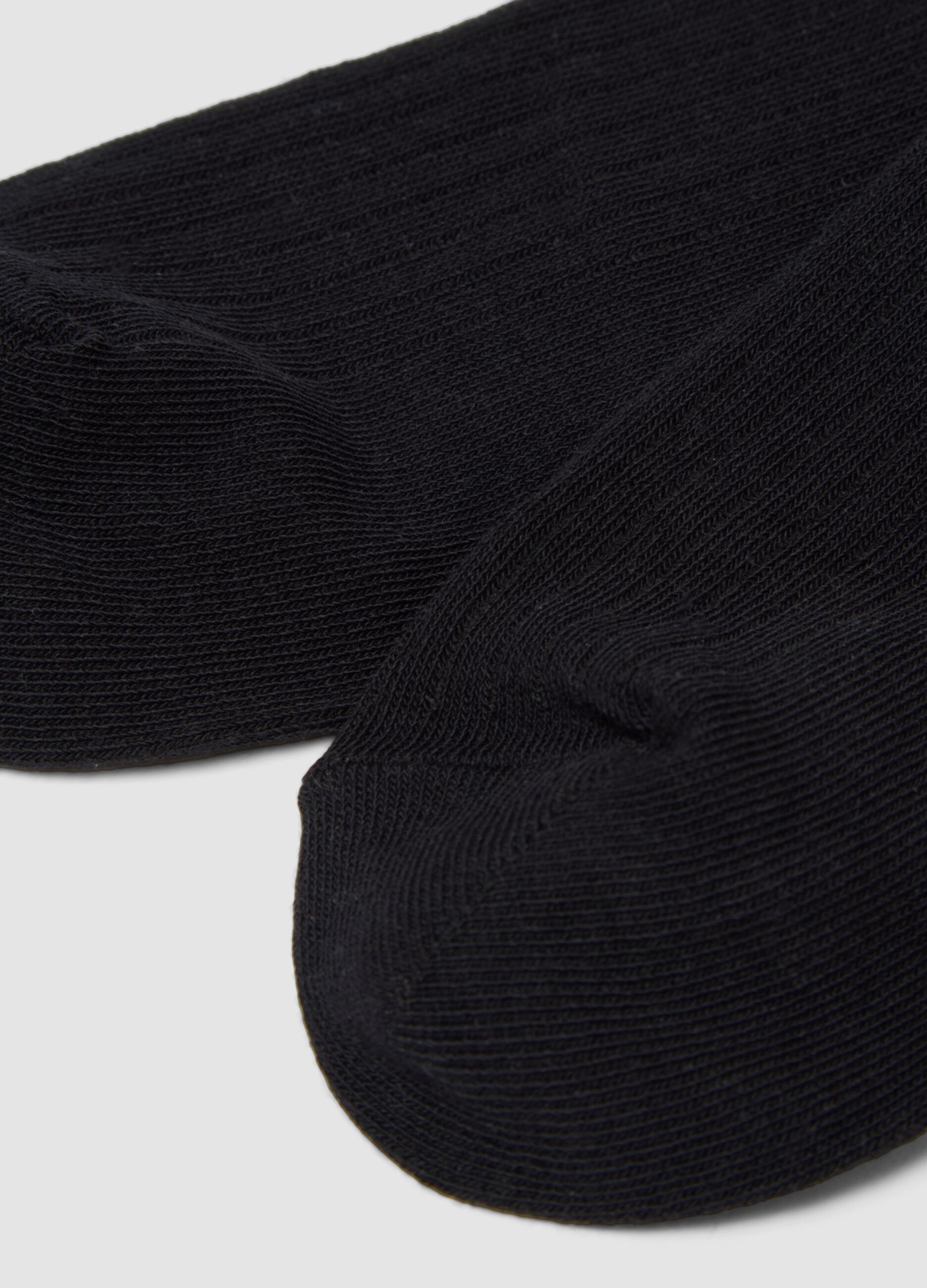 Black ribbed stretch-cotton socks