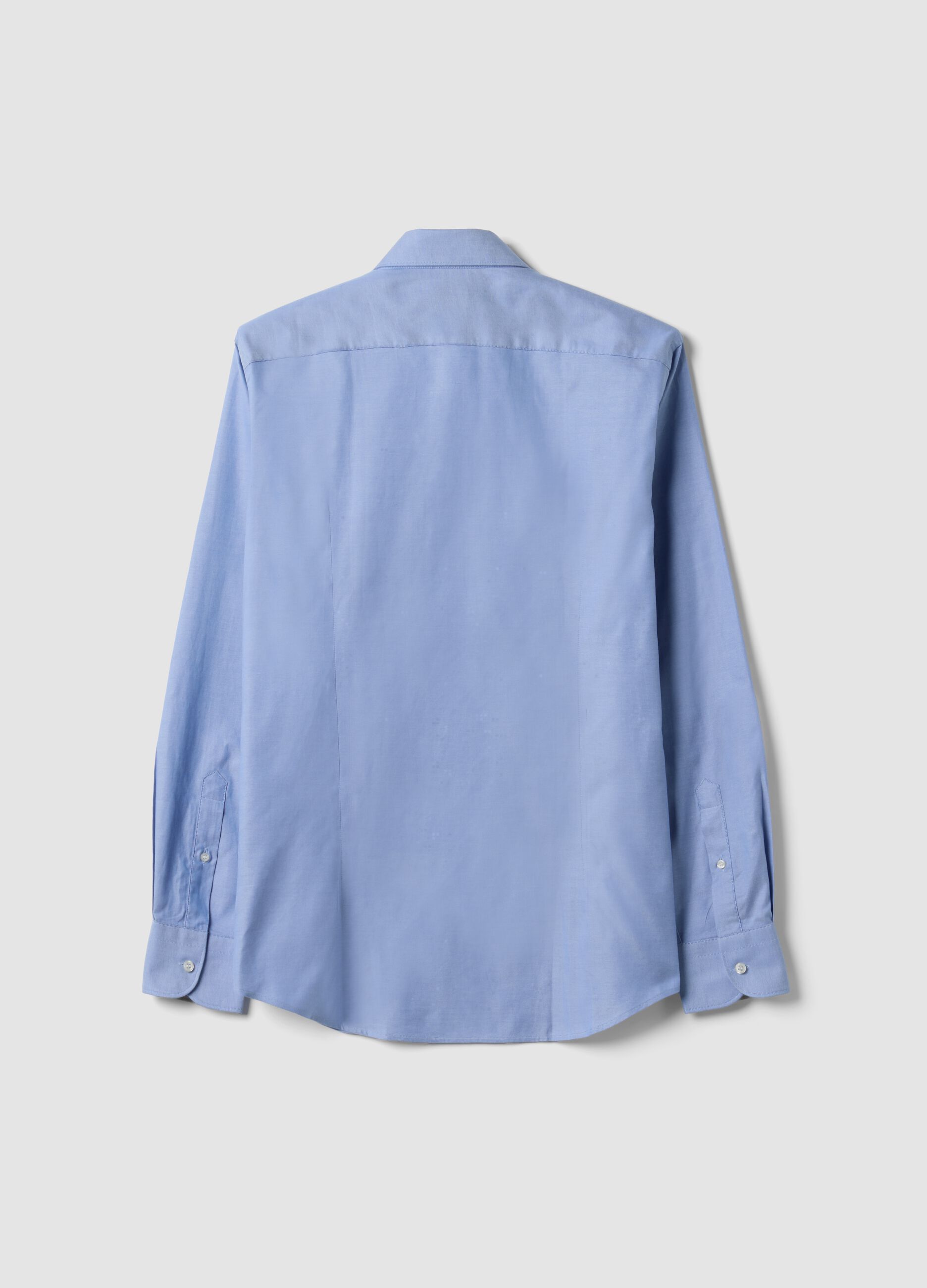 Camicia oxford azzurra in puro cotone doppio ritorto slim fit