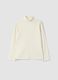 T-shirt bianca a dolcevita in puro cotone organico_0