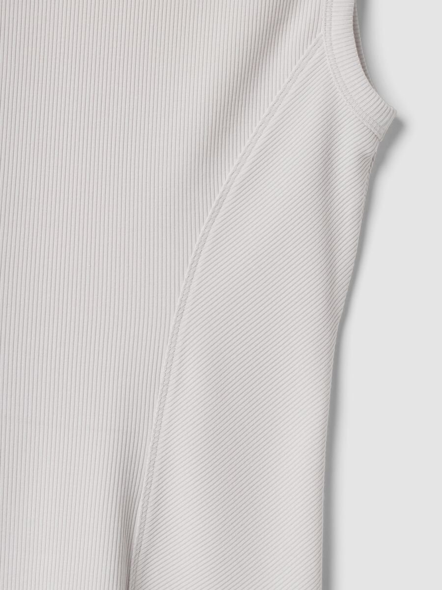 White ribbed stretch-modal fitted T-shirt ALTAVIA STUDIO_8