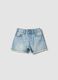 Blue pure cotton denim shorts for girls, regular fit with distressed details_0