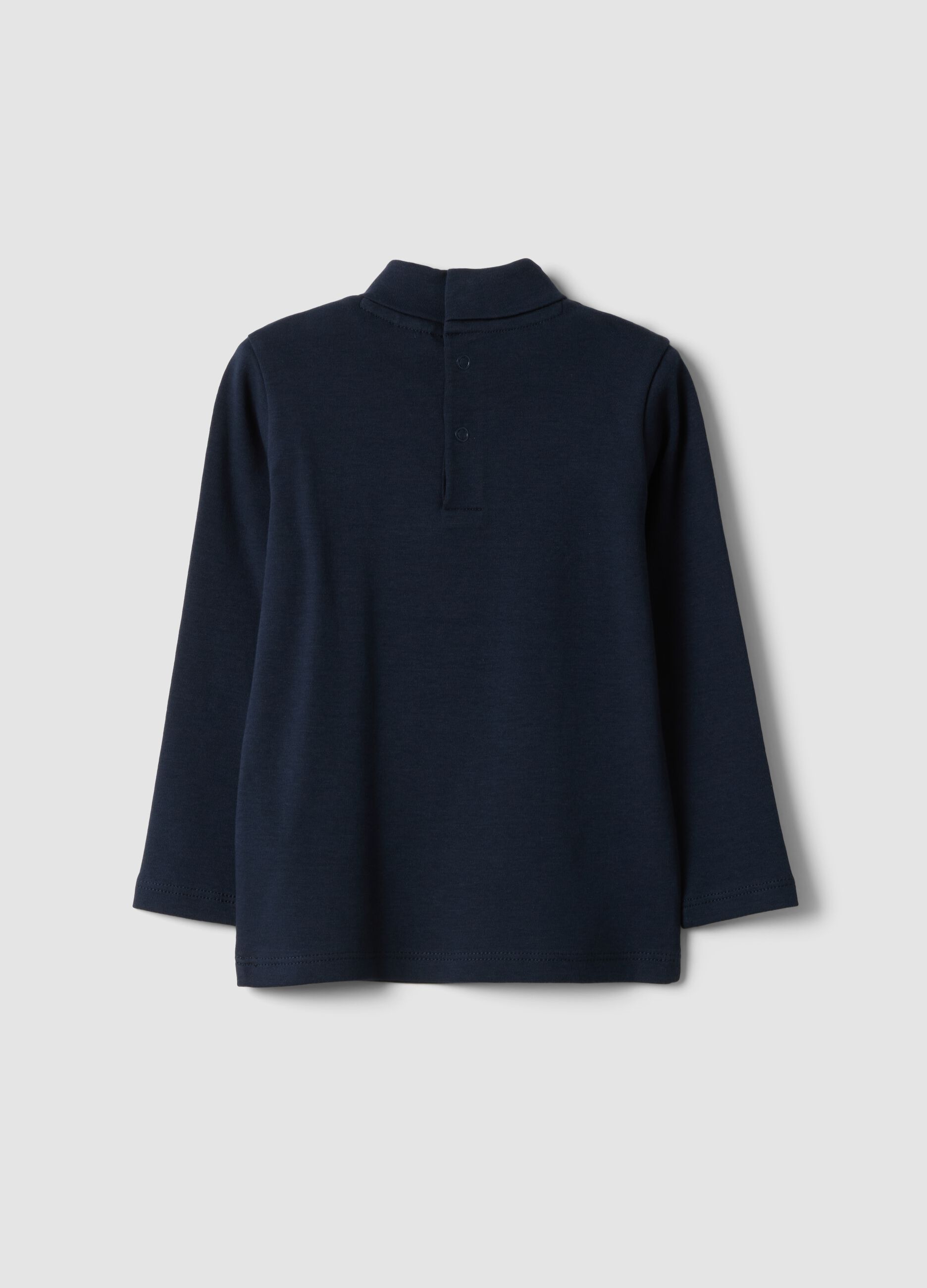 Blue organic cotton polo-neck jumper