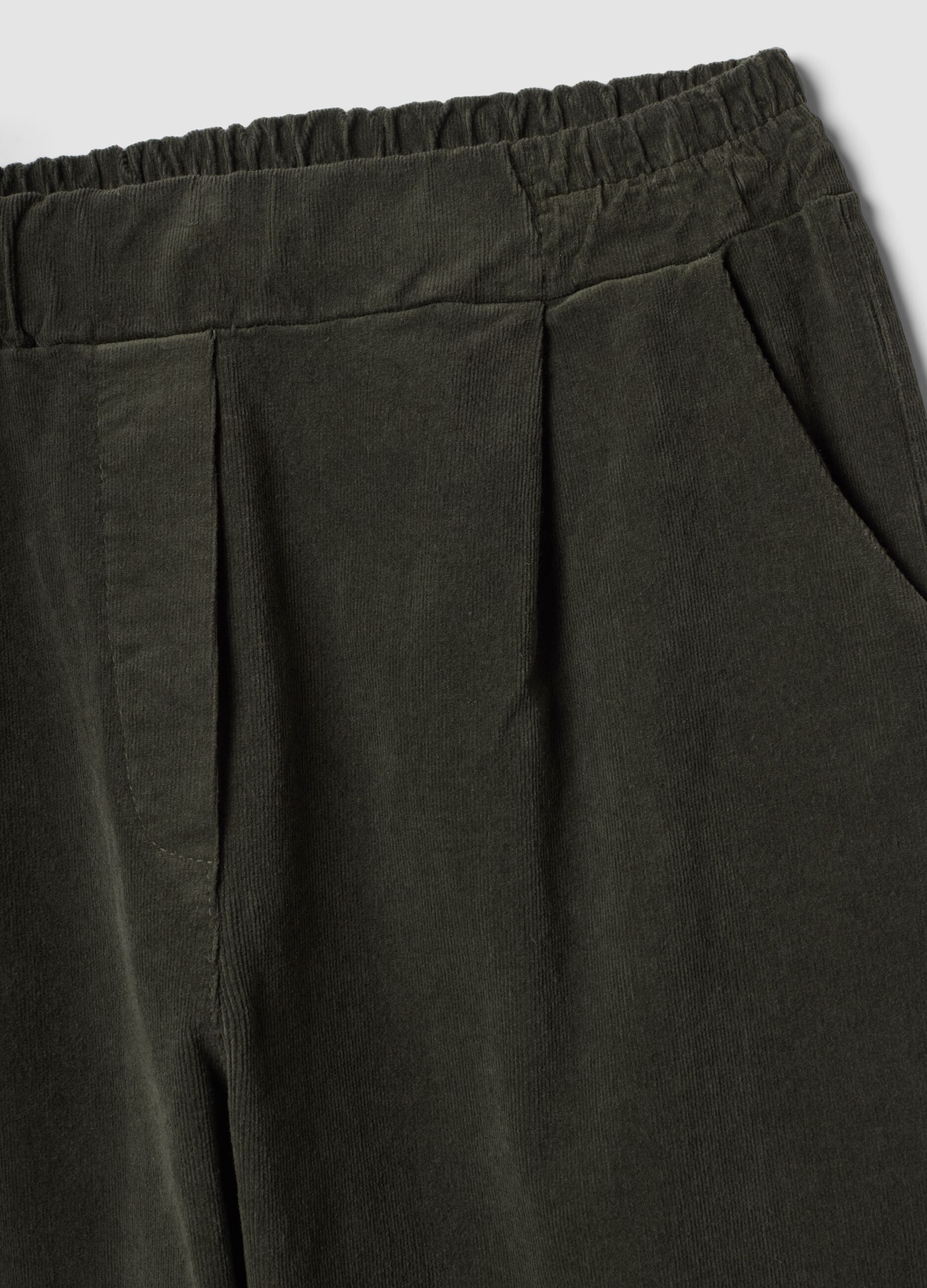 Green ribbed regular-fit stretch-cotton trousers