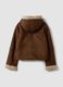 Brown stretch-fabric shacket with hood_2