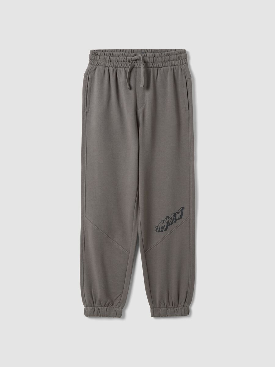 Grey pure cotton jogger trousers_0