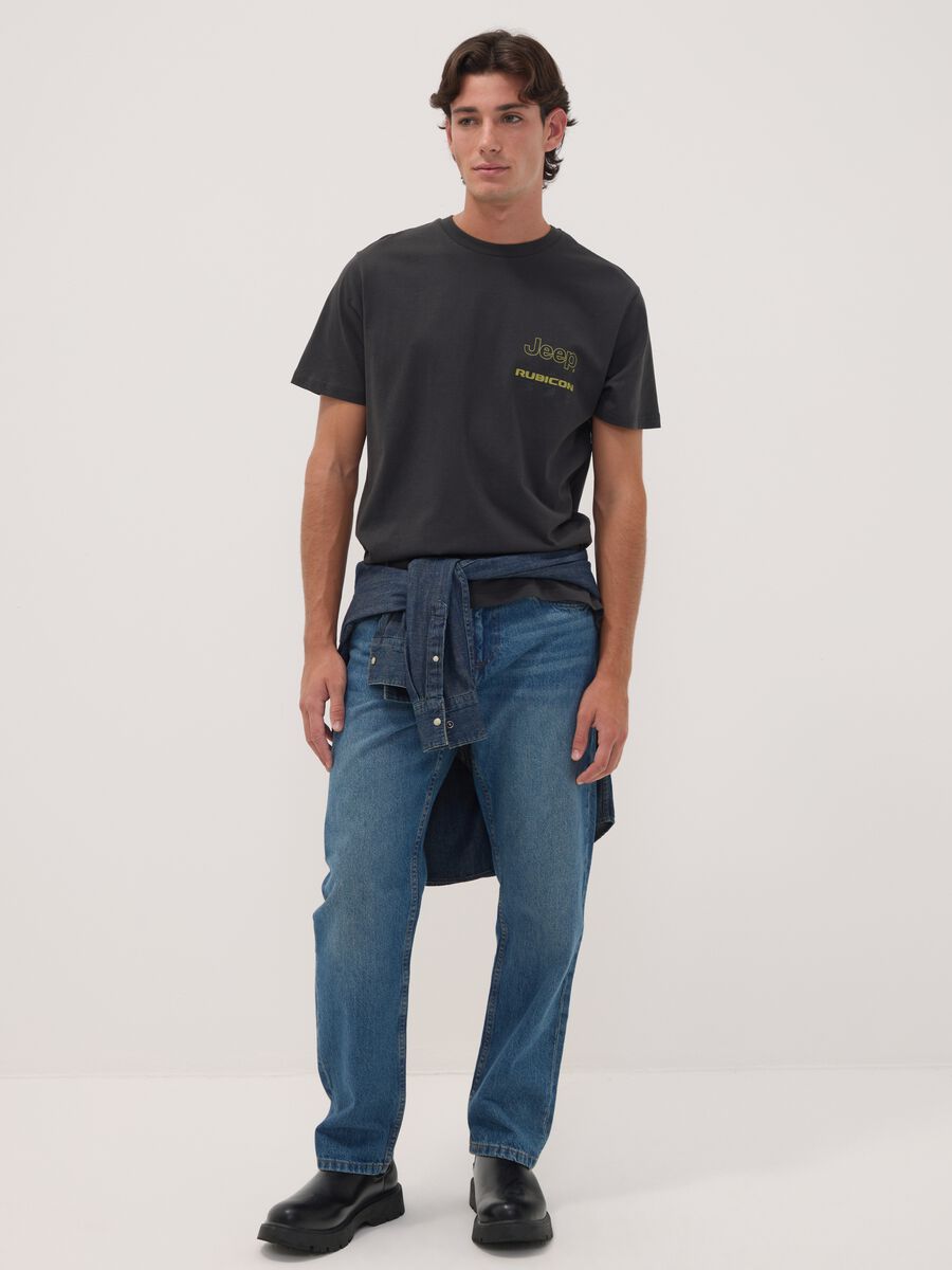 Grey pure cotton Jeep print T-shirt_2