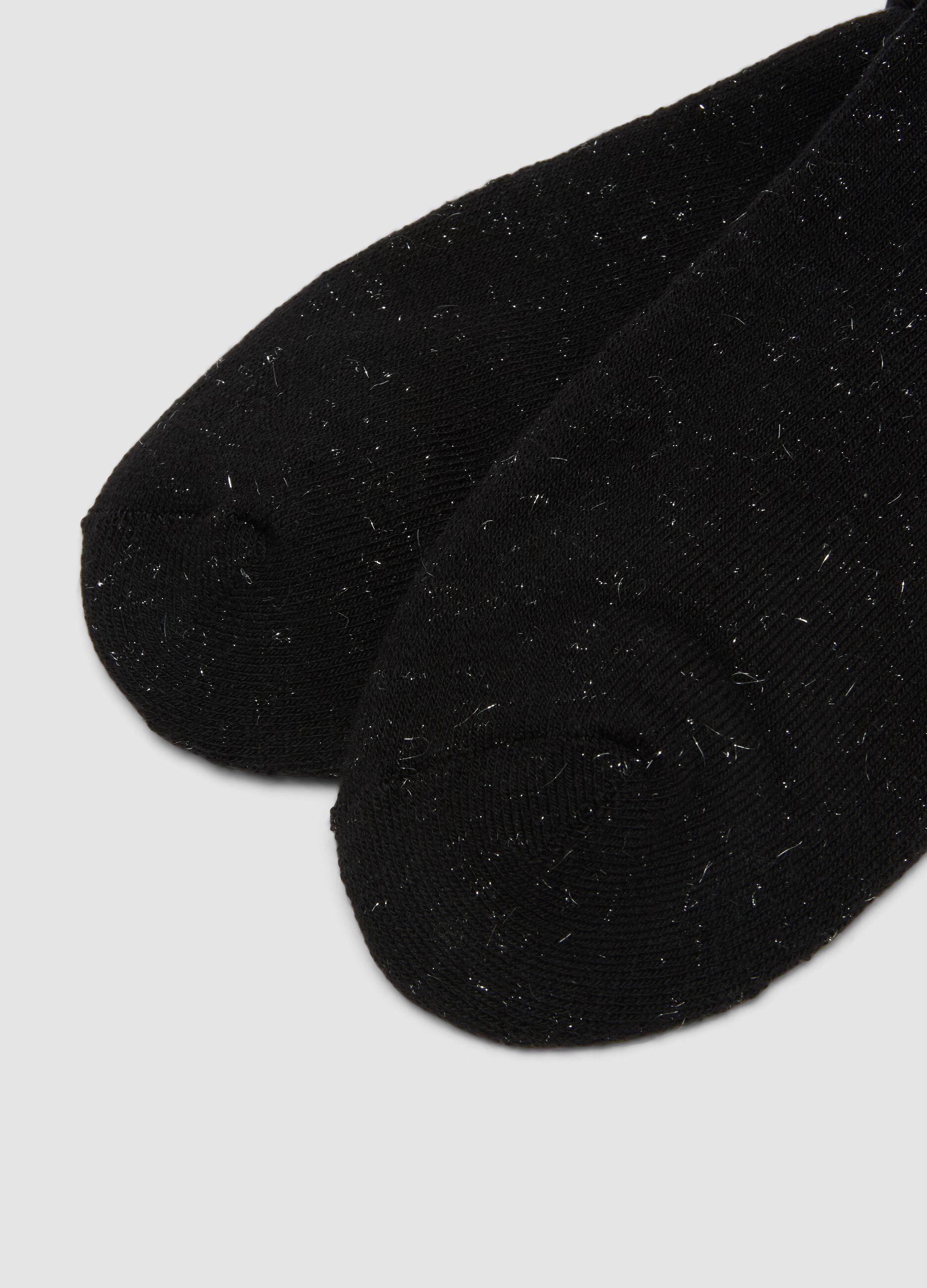 Calzini neri in cotone organico elasticizzato con risvolto