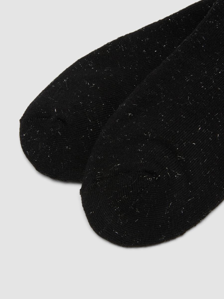 Black organic stretch cotton socks with turn-over cuff_2