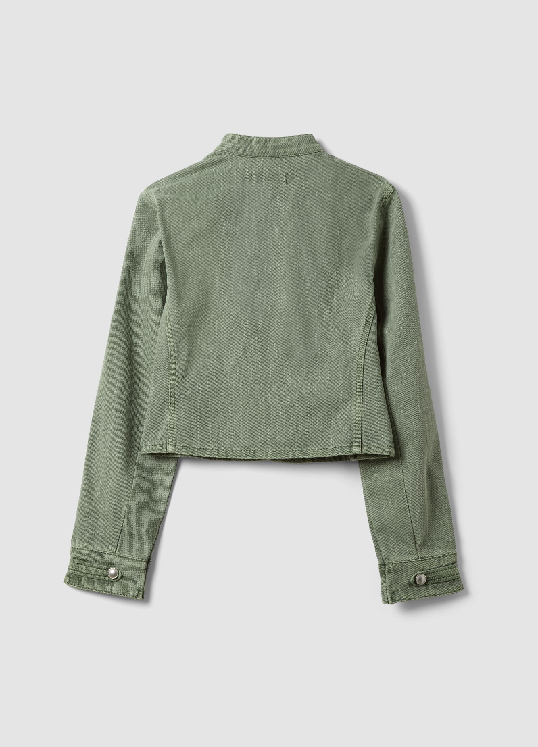 Giacca verde in puro cotone con bottoni nascosti slim fit